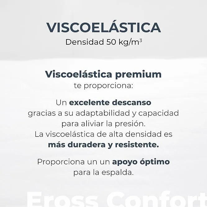 Topper 90x190 Cubre Colchon Desenfundable y Lavable. Núcleo Viscoelastica Máxima Calidad Adaptable, Antialérgico y Transpirable. Firmeza Media. Fabricación Propia. Moncel ErossConfort