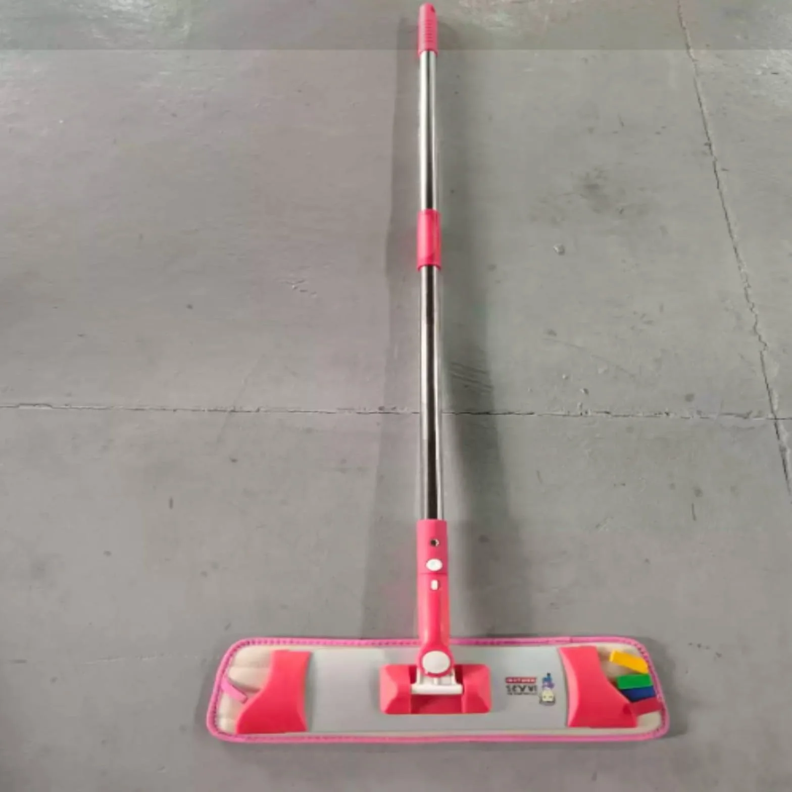 1 juego de fregona plana de aleación de aluminio con placa deslizante exprimir, cabeza de microfibra superfina, mango giratorio de 360°, agarre ergonómico, para limpieza de hotel (A)