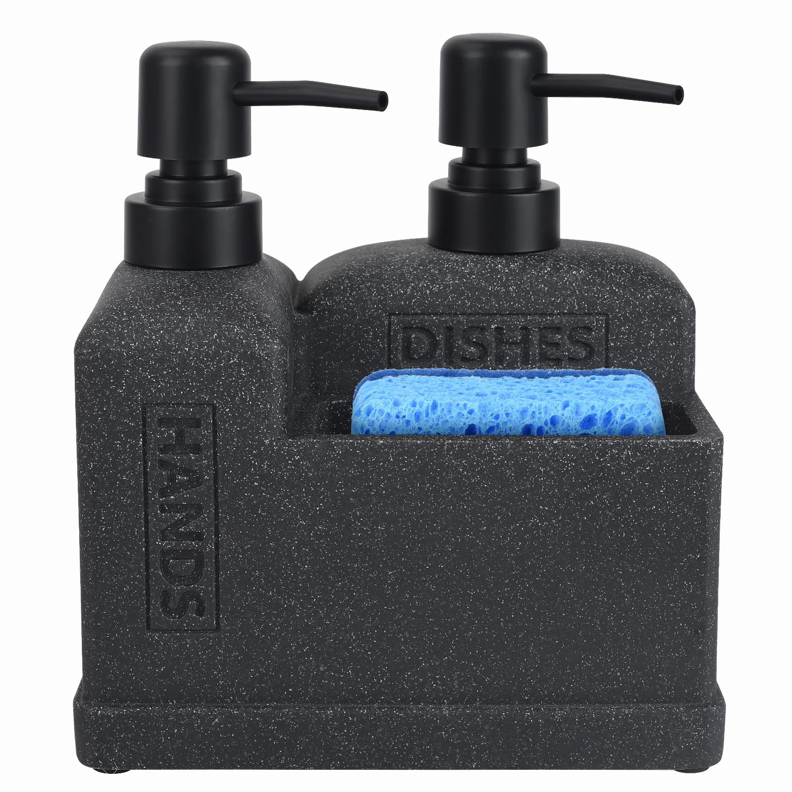 Juego de dispensador de jabón de Manos y jabón para Platos, dispensador de jabón Doble con Soporte de Esponja, Organizador 3 en 1 para Fregadero de Cocina, baño, Utensilios de Cocina útiles, Color