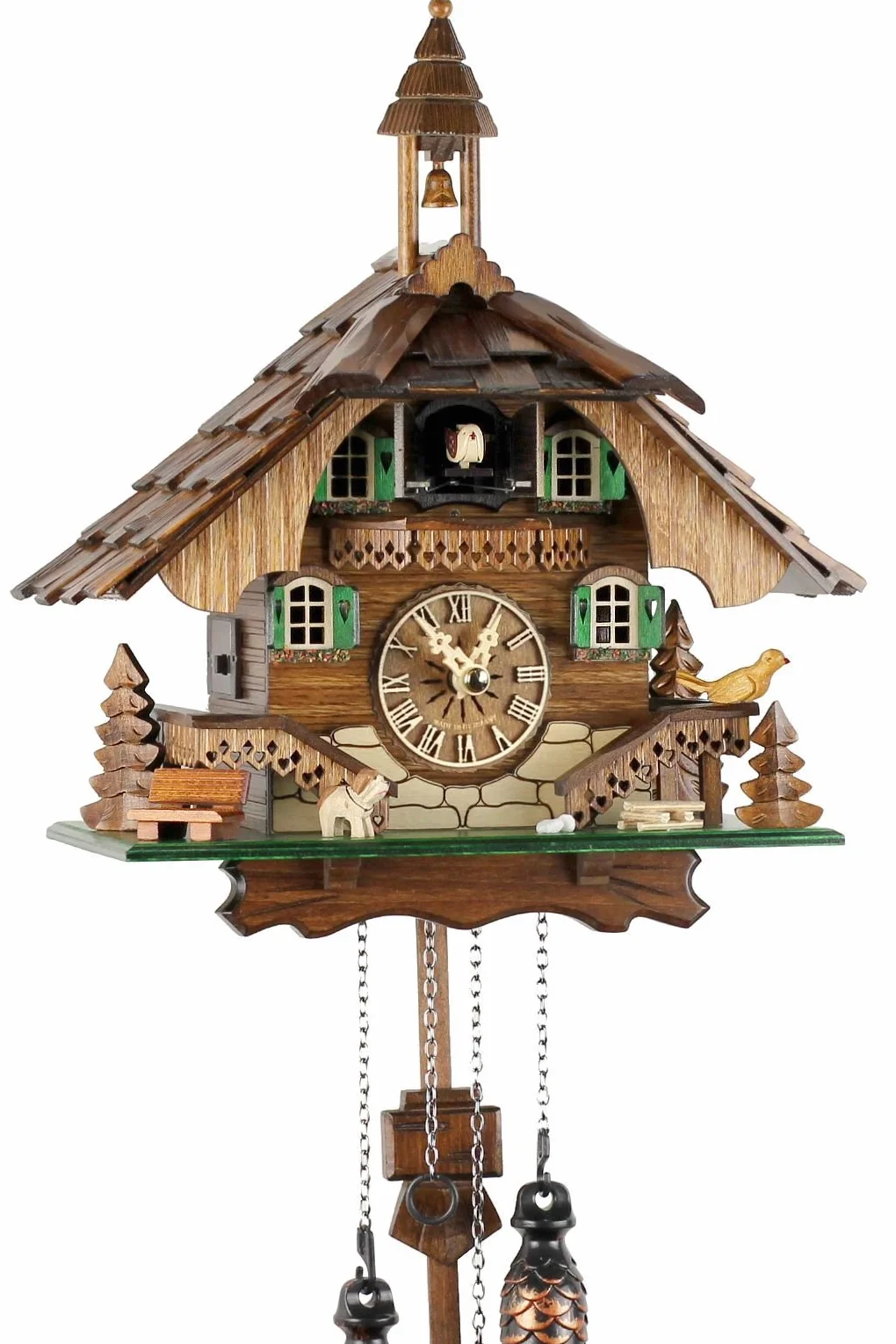 Reloj de cuco de la Selva Negra de madera auténtica con mecanismo de cuarzo a pilas y llamada de cucú - oferta de Uhren-Park Eble - casa de la Selva Negra 32 cm-