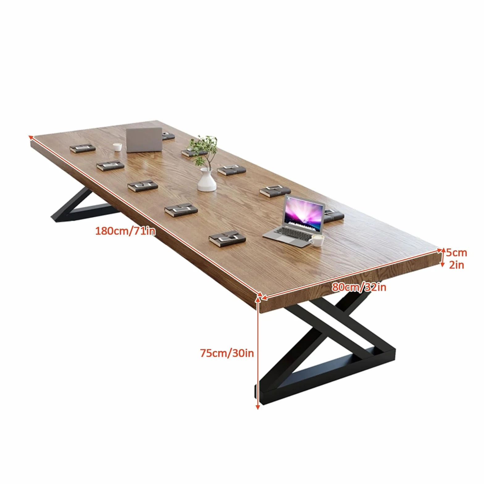 Mesa de conferencias de oficina grande, extra gruesa, marco de metal resistente, ideal para reuniones y entrenamiento, asientos de 4 a 8 personas, diseño moderno para espacios profesionales