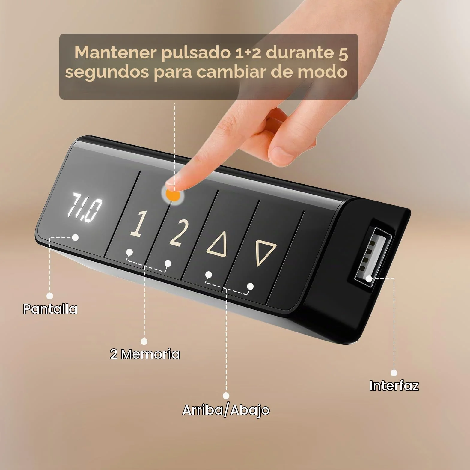 buybyroom Patas Escritorio Elevable, Estructura Mesa Elevable sin Interfaz de Escritorio, con Acero de Alta Resistencia, con USB y Panel Inteligente de Memoria (Sin Panel de Escritorio)