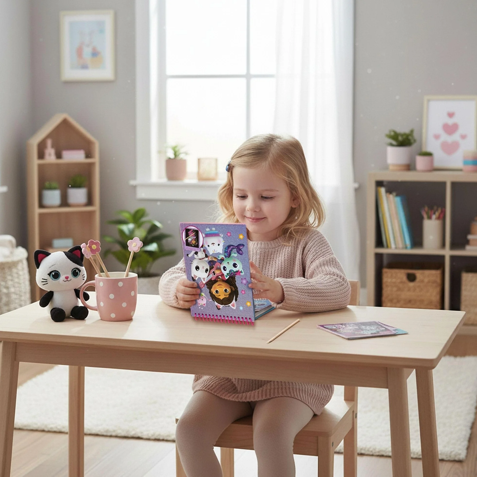 Cuaderno Mágico Gabby's Dollhouse con Bolígrafo y Hojas Reutilizable - Libreta Infantil de Dibujo