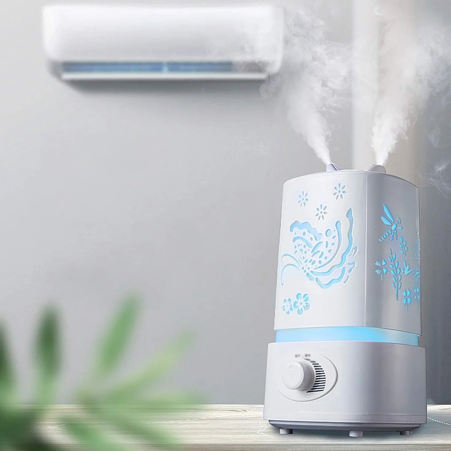 Humidificador de escritorio Humidificadores Humidificador ultrasónico, humidificadores de aire silenciosos de 1,5 l con luz nocturna, apagado automático sin agua, for dormitorio, habitación de bebé, o