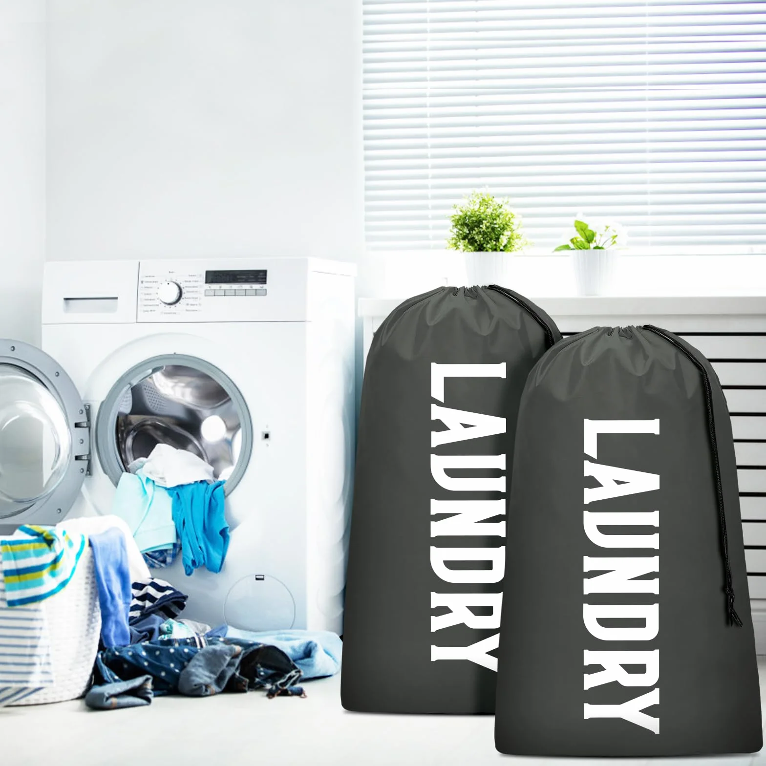Bolsa de lavandería, bolsa de lavandería de viaje, lavable a máquina, organizador de ropa sucia, lo suficientemente grande como para contener 4 cargas de lavandería, fácil de colocar en una cesta o