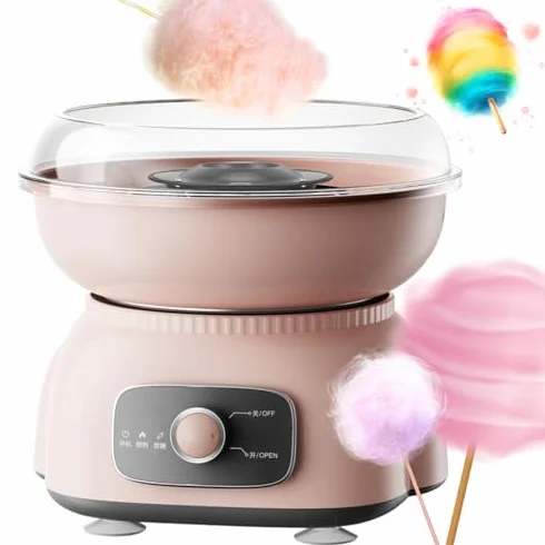 Máquina de algodón de azúcar, 500 W con cuenco para prevención de salpicaduras, diseño extraíble y lavable, perfecta para reuniones, bodas, familiares y fiestas de cumpleaños