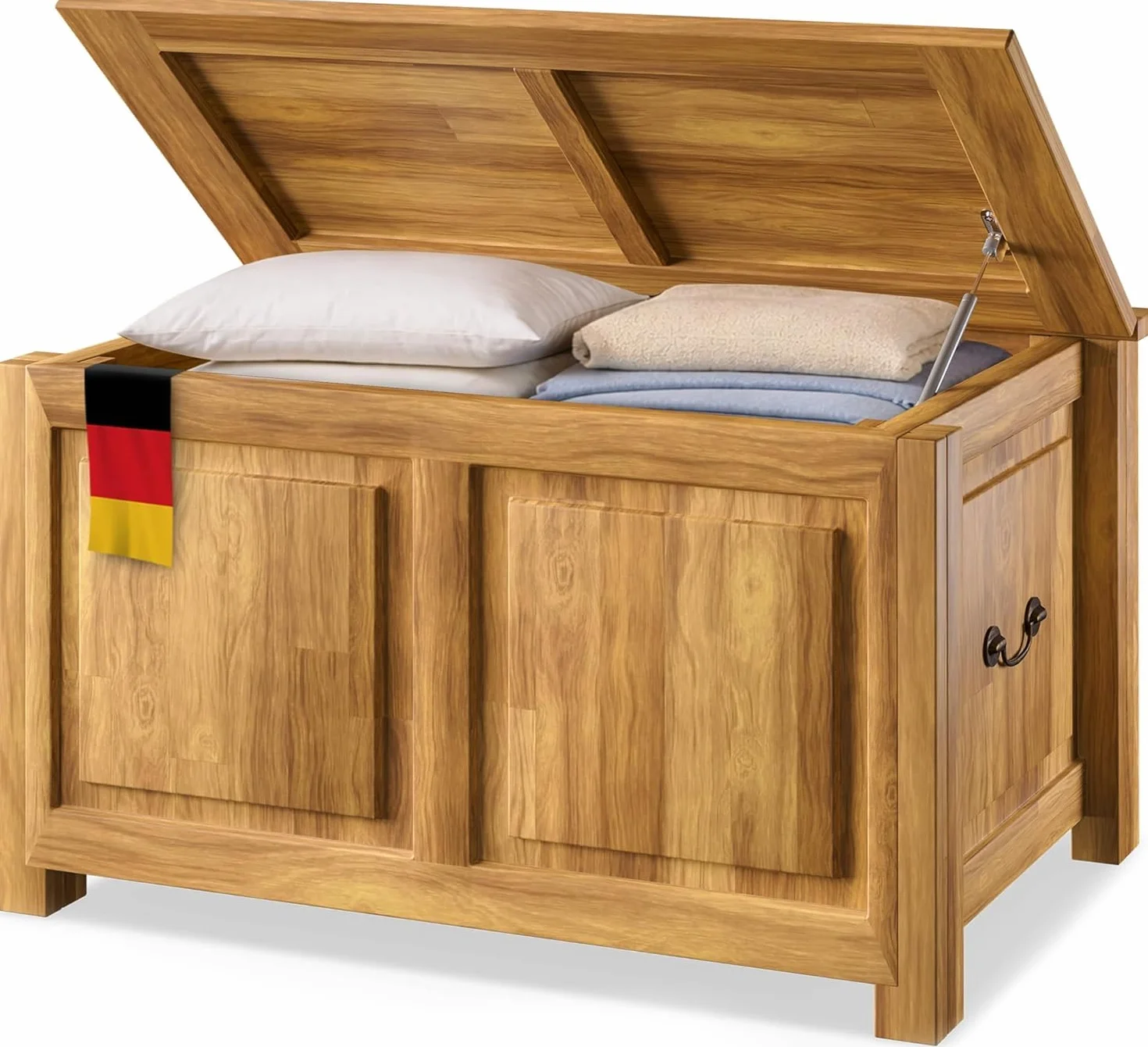 CASARIA® Baúl de Madera Grande, 103L Banco Almacenaje, Carga 160Kg, Acacia, Arcones Pasillo Salón Dormitorio, Estilo Colonial Campo Rústico, Cofre, Versátil, 85x44x48cm, Estable