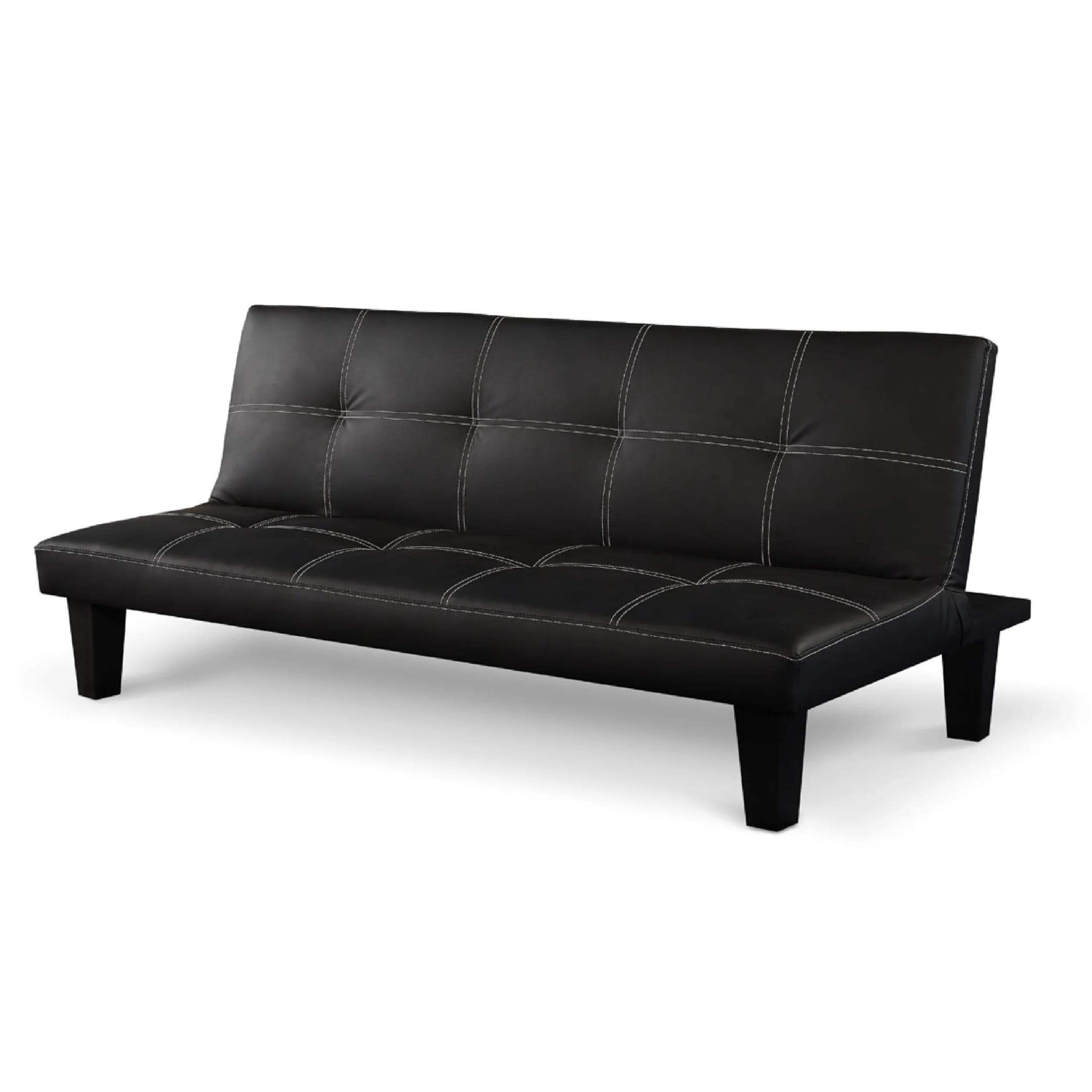 Baroni Home Sofá cama de piel sintética de 3 plazas convertible en cama acolchado, sofá reclinable con patas de plástico para salón, habitación de invitados, apertura 88 cm, 166 x 75 x 70 cm, piel