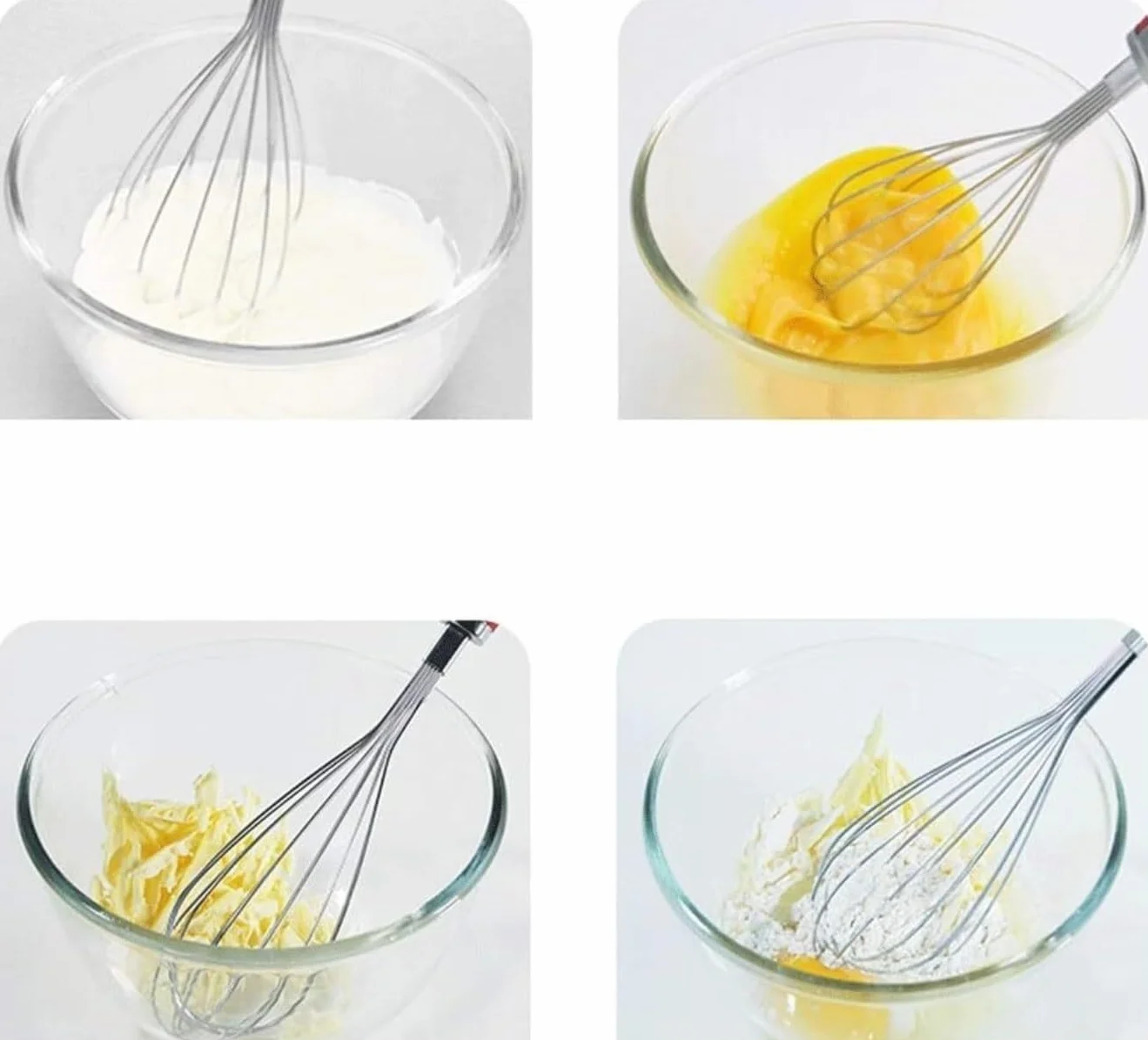 Batidor Huevos Herramientas For Hornear, Batidor Manual De Huevos Acero Inoxidable, Crema Batida, Huevo, Mango Silicona Líquida, Mezclador con Varilla Agitadora Utensilios Cocina