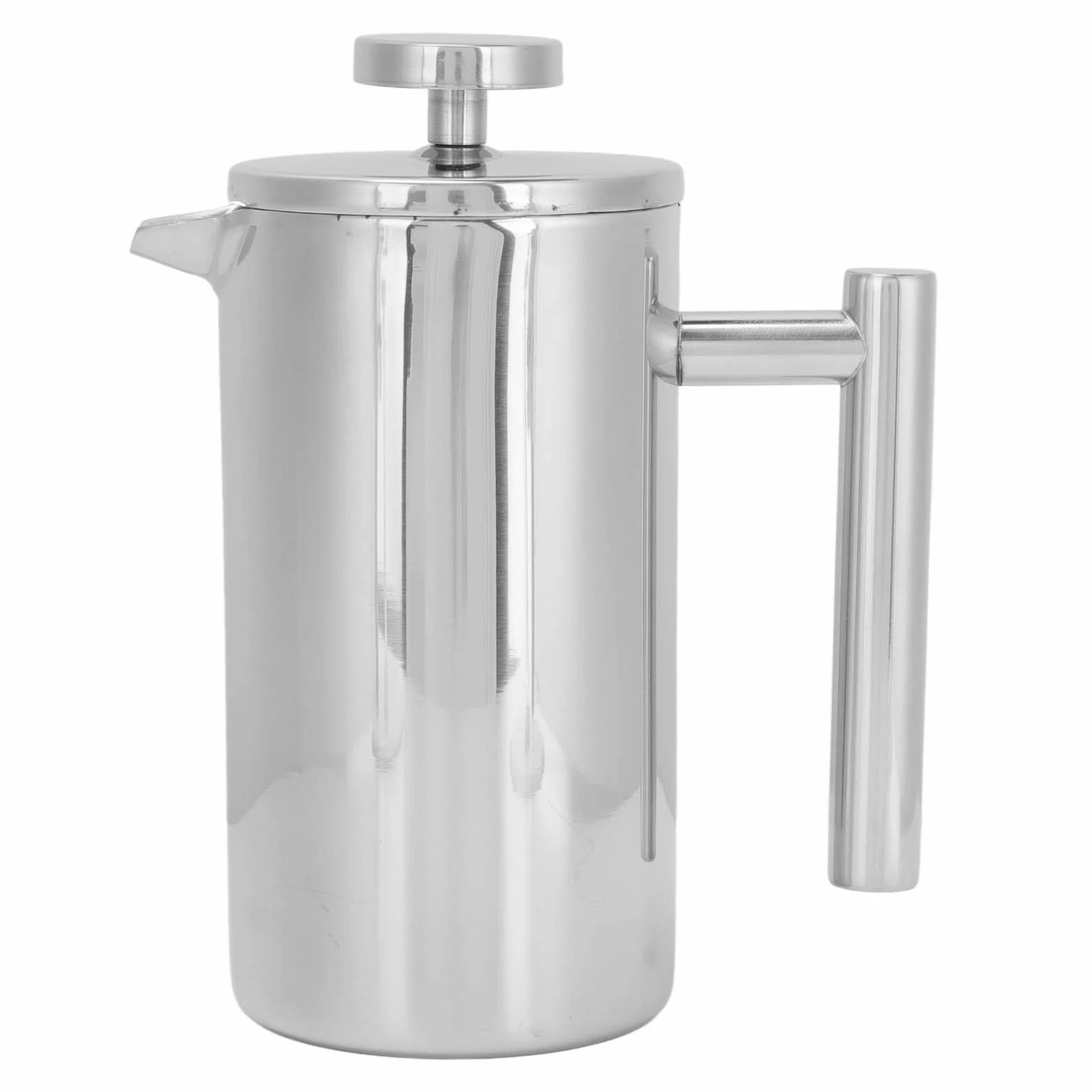 Olla de?Prensa Francesa, Cafetera de?Prensa Francesa Port¨¢Til con?Aislamiento de?Doble Capa, Cafetera de?Acero Inoxidable Duradera para?Acampar y?Viajar Al Aire Libre(1000ML-Plata)