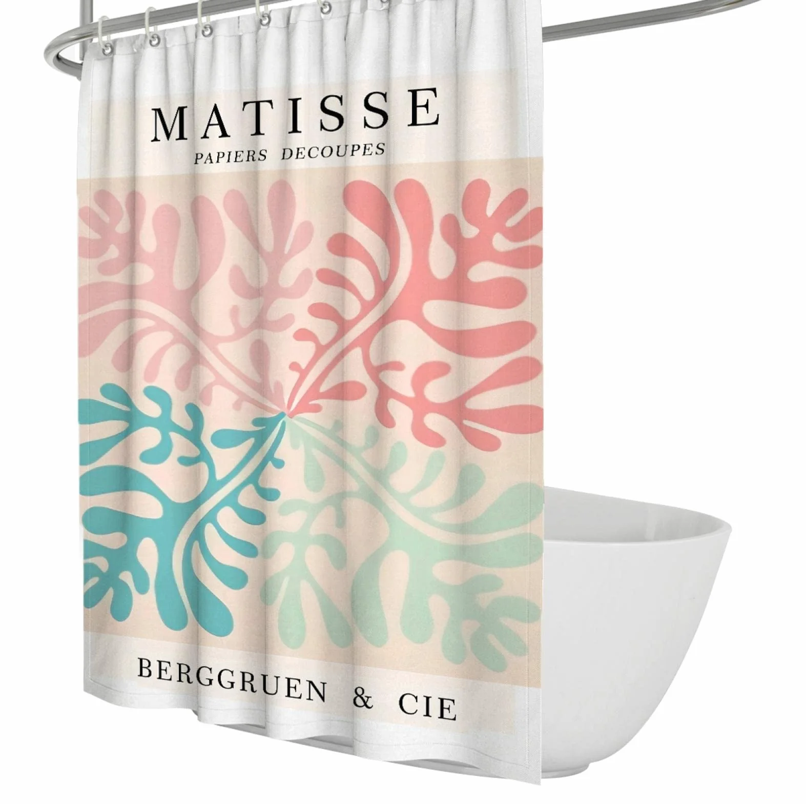 Cortina de Ducha de baño Henri Matisse Cortina de Ducha Hojas Coloridas Flor Diseño estético Material Premium Cortinas de baño de tamaños múltiples W200xL200cm