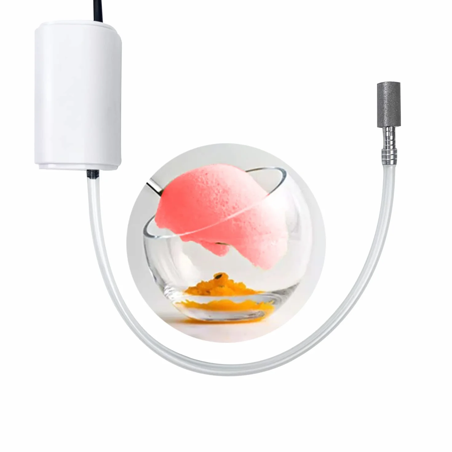DUEBEL Generador de Espumas para Cocina Molecular, Kit de Espumación Profesional para Chefs, Accesorio Creativo de Alta Cocina con Piedra Difusora de Acero Inoxidable