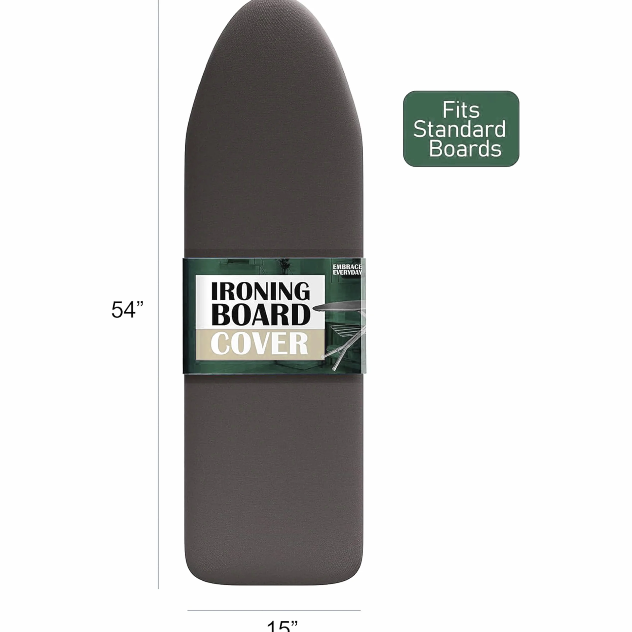 Hearth & Harbor Ironing Board Cover and Pad 15x54 Full Size, Thick Heavy Duty Scorch Resistant Padding Elastic Edge Hook & Loop Fastener, Iron Board Cover with Padding, Grey