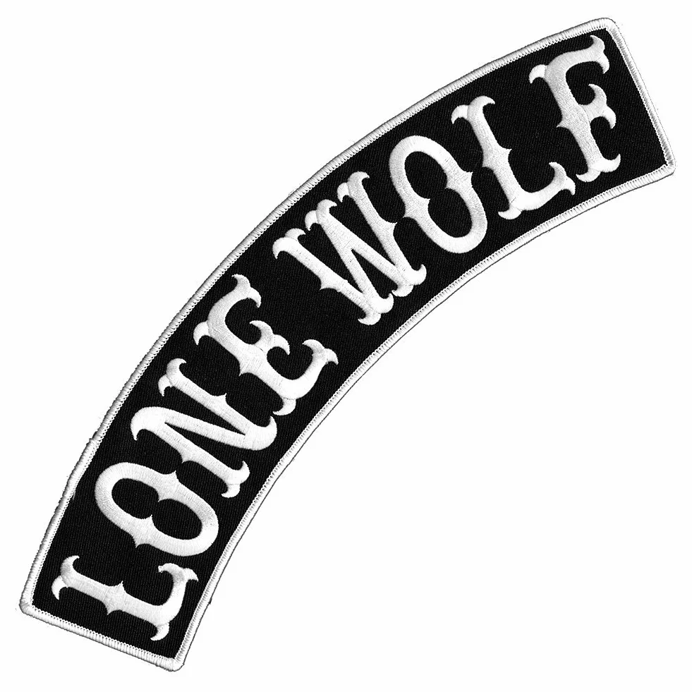 VEGASBEE Parche bordado de lobo solitario para planchar para chaqueta de motociclista, chaleco top rockero de 12 pulgadas, original de Estados Unidos (negro y blanco)