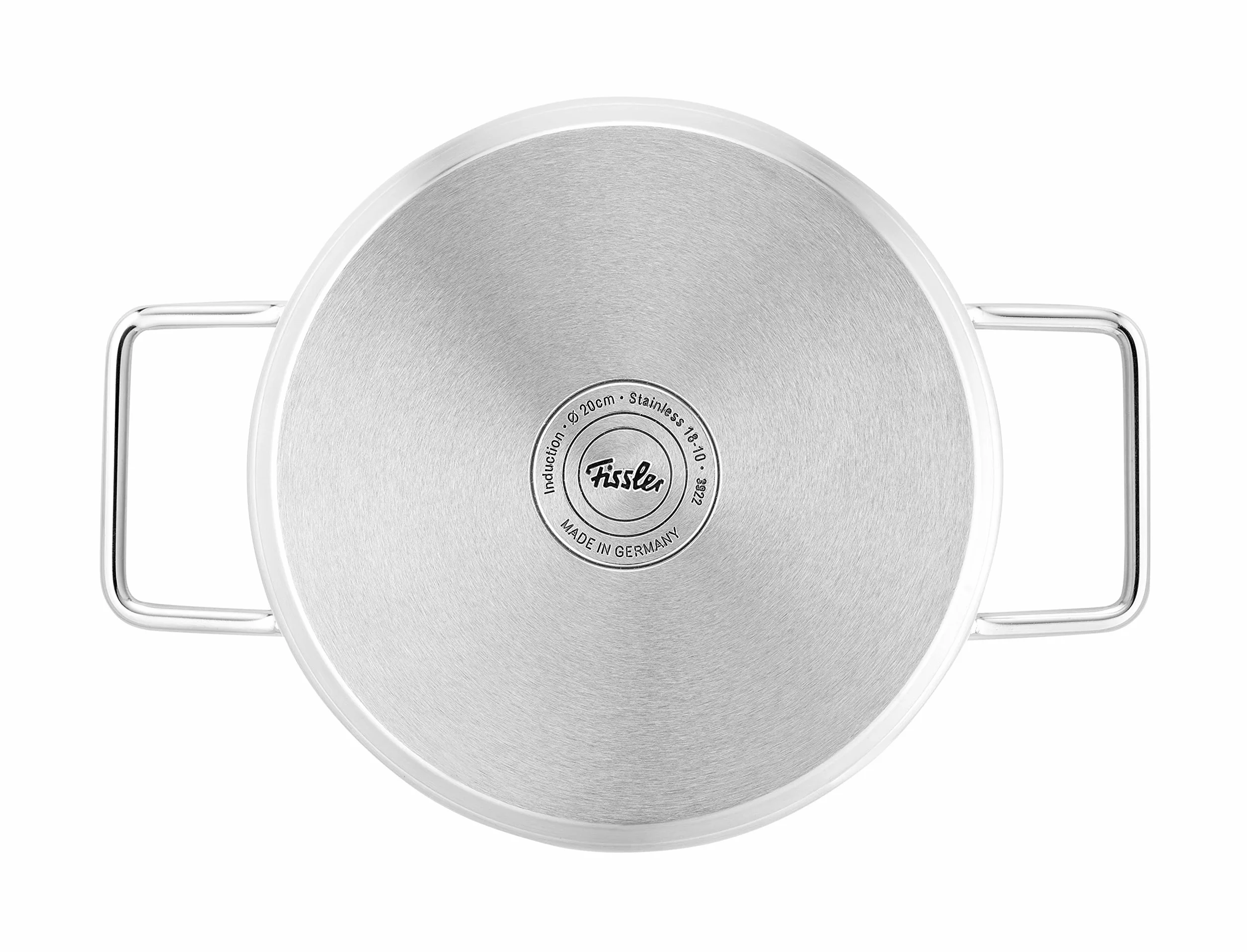 Fissler Pure Collection Rustidera de 3,9 L y 24 cm de Diámetro, Acero Inoxidable, con Tapadera de Vidrio, Escala de Medición Interior, Inducción