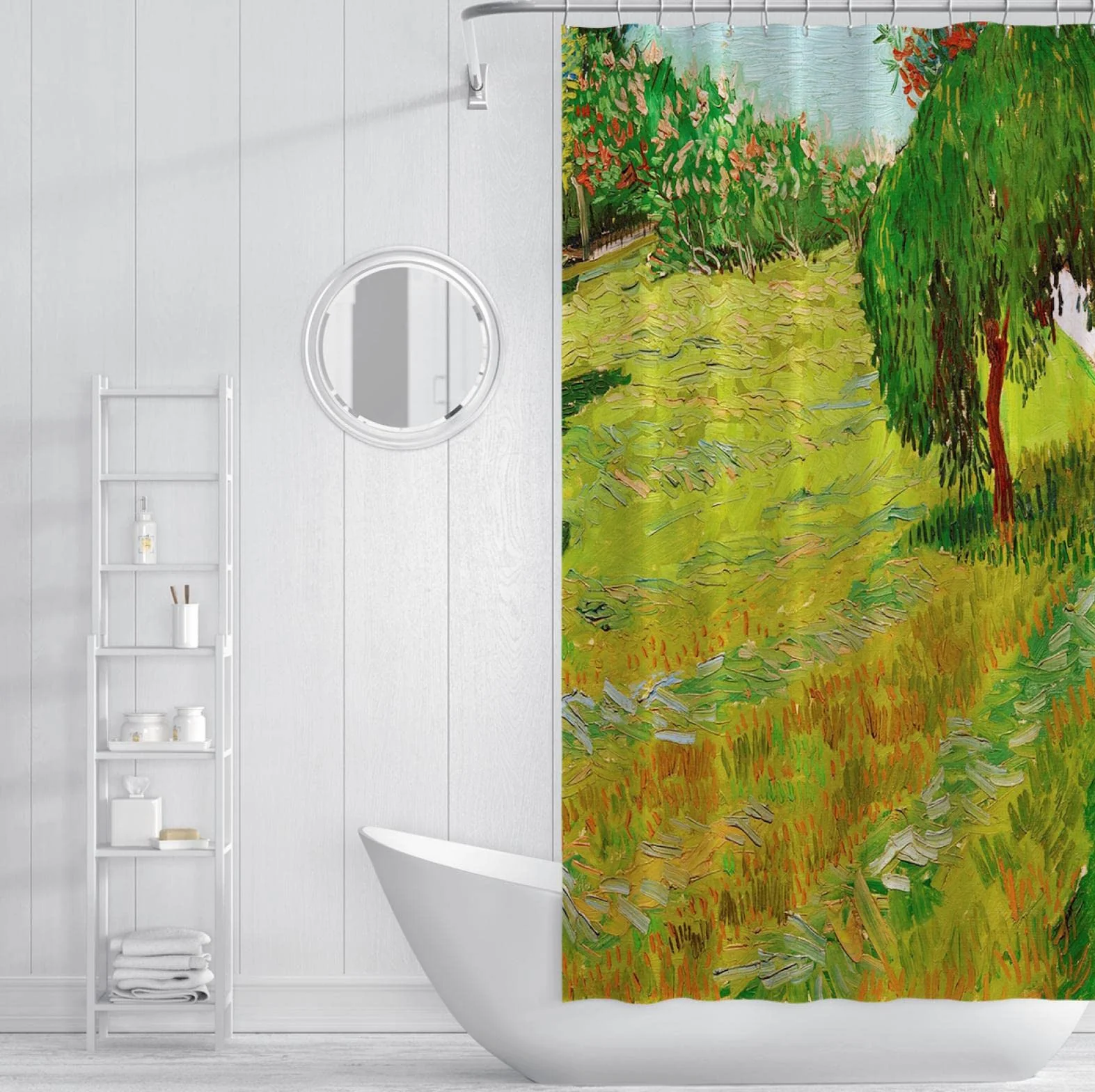 Farm Orchard Cortinas de Ducha Artista Juego de Cortinas de Ducha para Tela de baño Cortinas de baño de poliéster de Secado rápido con Ganchos Amarillos W200xL200cm