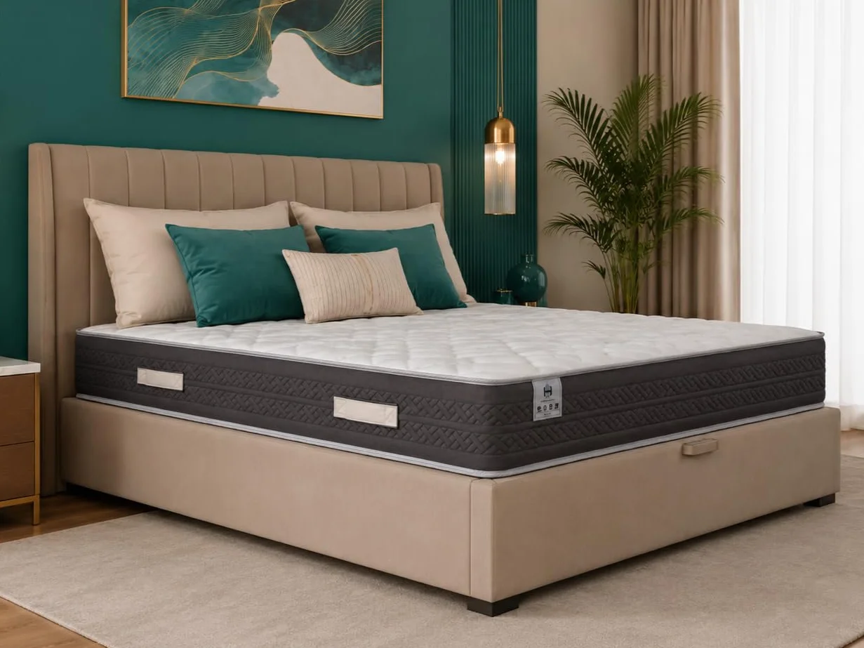 Poseidón Colchón Matrimonio 150x190 cm - Muelles Ensacados y Viscoelástica Premium - Firmeza Media Alta - Altura 27 cm - Oeko Tex - Reversible, Transpirable y Antiácaros - Hecho en España