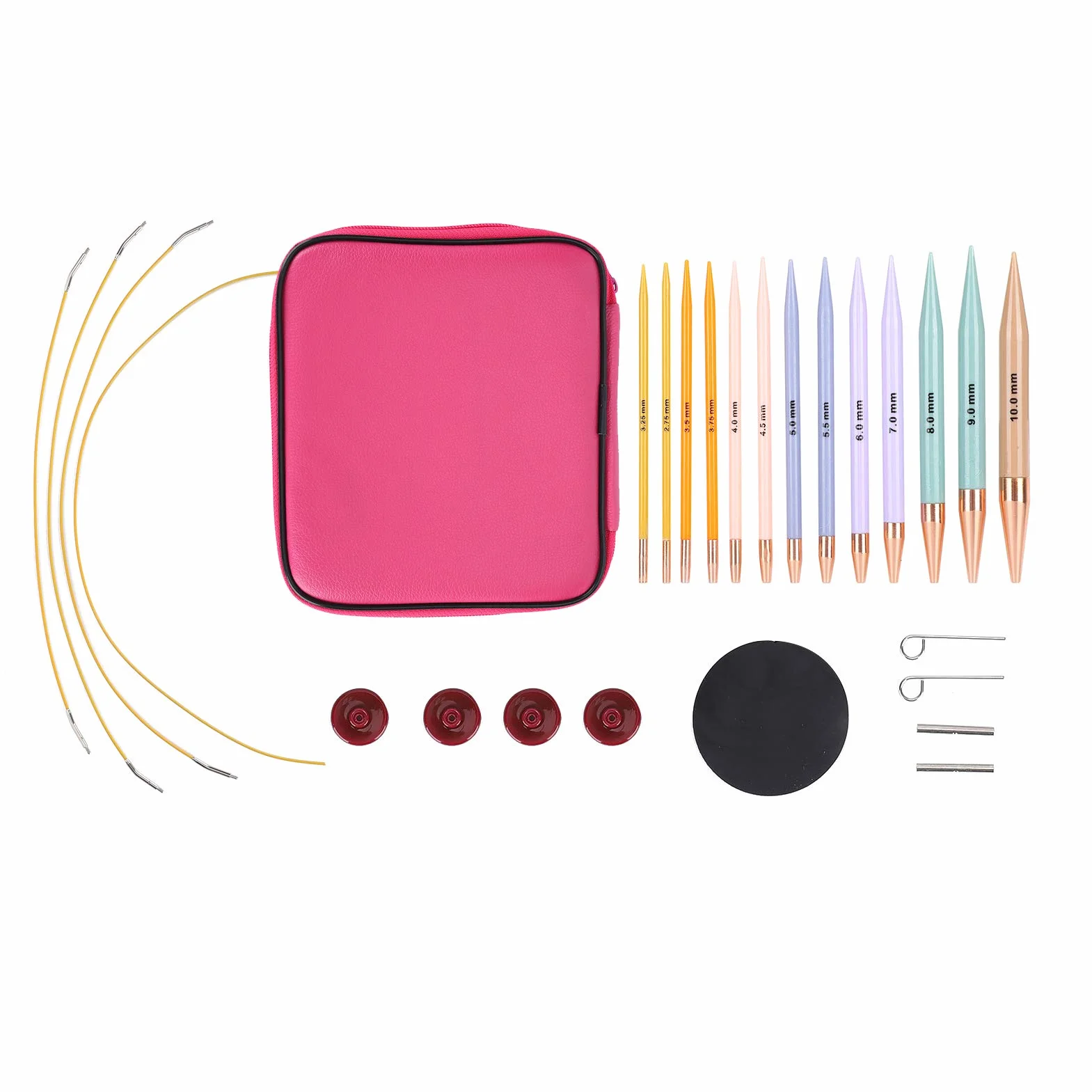 Juego de 13 pares de ganchos de ganchillo Aguja de ganchillo Suministros de tejer Kit de ganchillo para principiantes con estuche Multicolor Aluminio Hilo ergonómico Agujas de tejer Herramientas de co