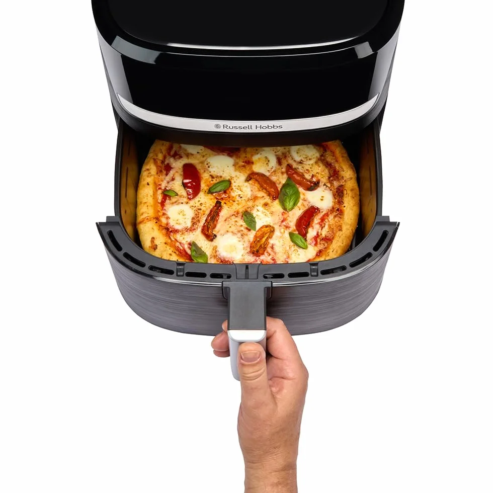 Russell Hobbs Freidora de Aire, Air Fryer, Freidora sin Aceite 8,3 L, XXL [tamaño compacto, bajo nivel ruido, pizzas de 26 cm] Satisfry (piezas aptas lavavajillas, pantalla táctil, grill) 27632-56