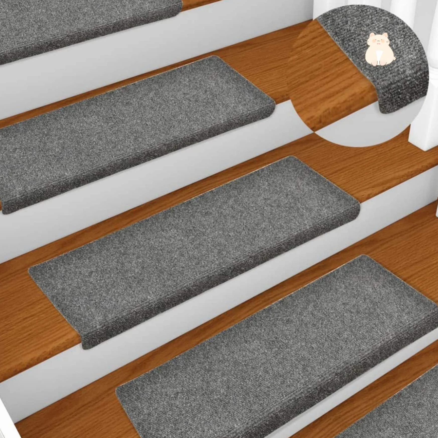 LANTUS 15x Alfombrilla Autoadhesiva de Escalera Alfombra Peldaños Adhesivos Antideslizante Protector Decoración Amortiguación Gris