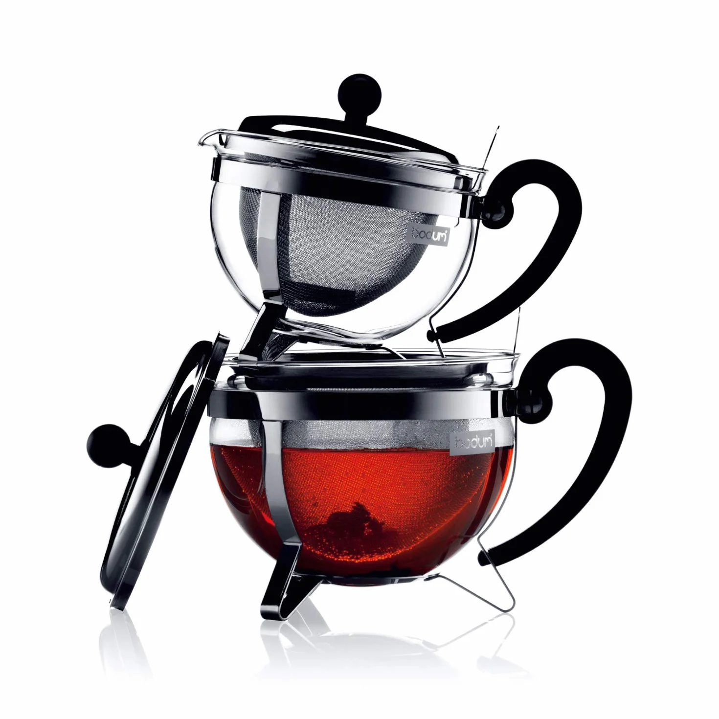 Bodum Chambord - Tetera, 1,3 l, Filtro y Tapa, Acero Inoxidable Brillante