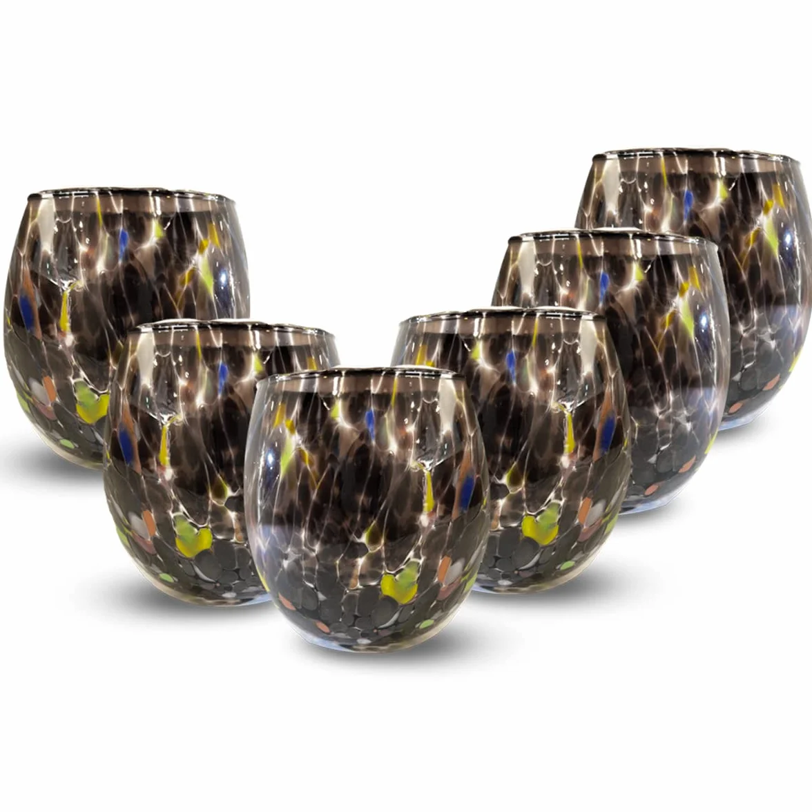 Gocce di Murano 6 copas de vino trabajadas según la tradición de los artesanos de Murano, vidrio soplado y trabajado a mano 200 ml - Copas de vino elegantes y preciosas