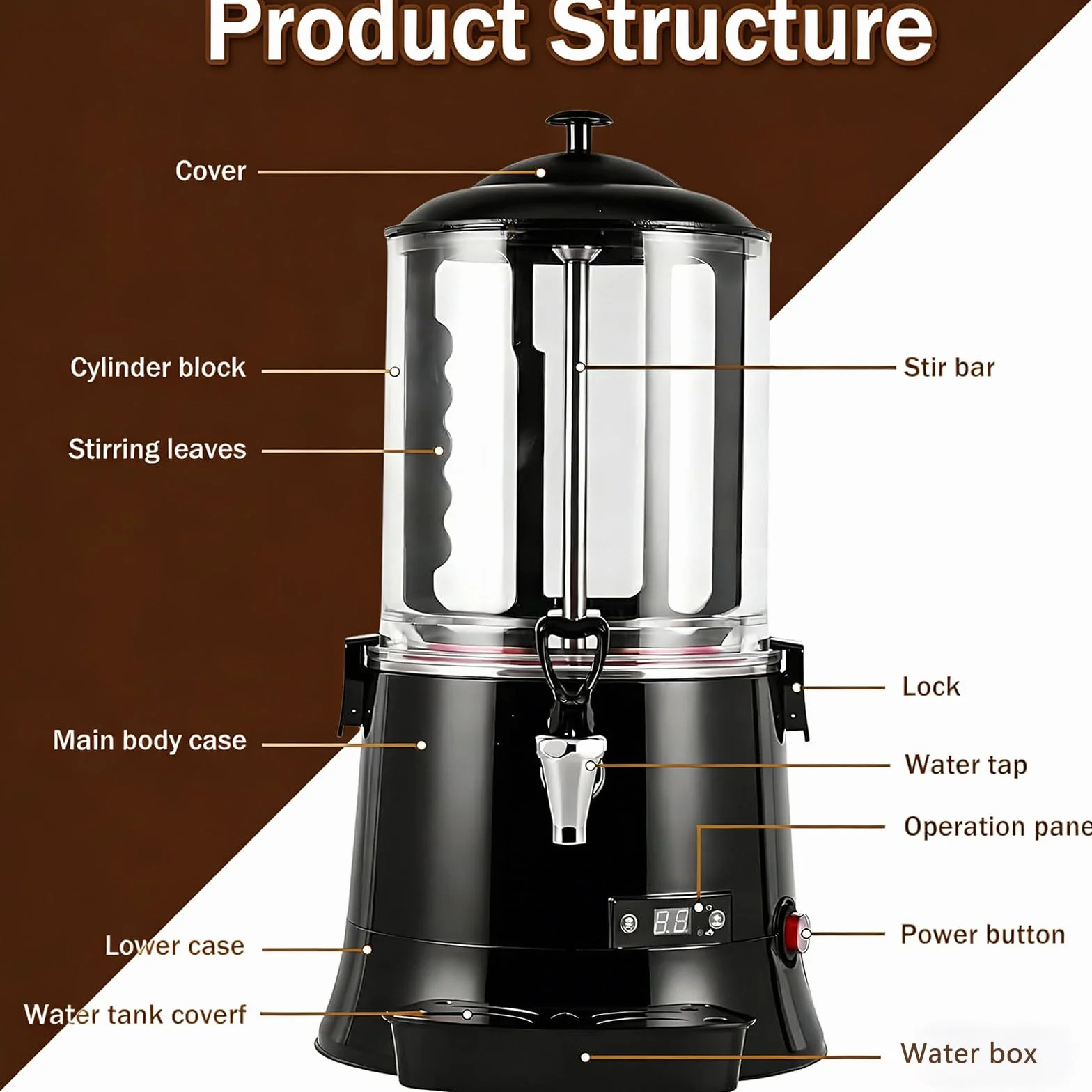 Máquina Comercial para Calentar y Mezclar Chocolate, Calentador eléctrico de Bebidas para Leche, té y café. 10L