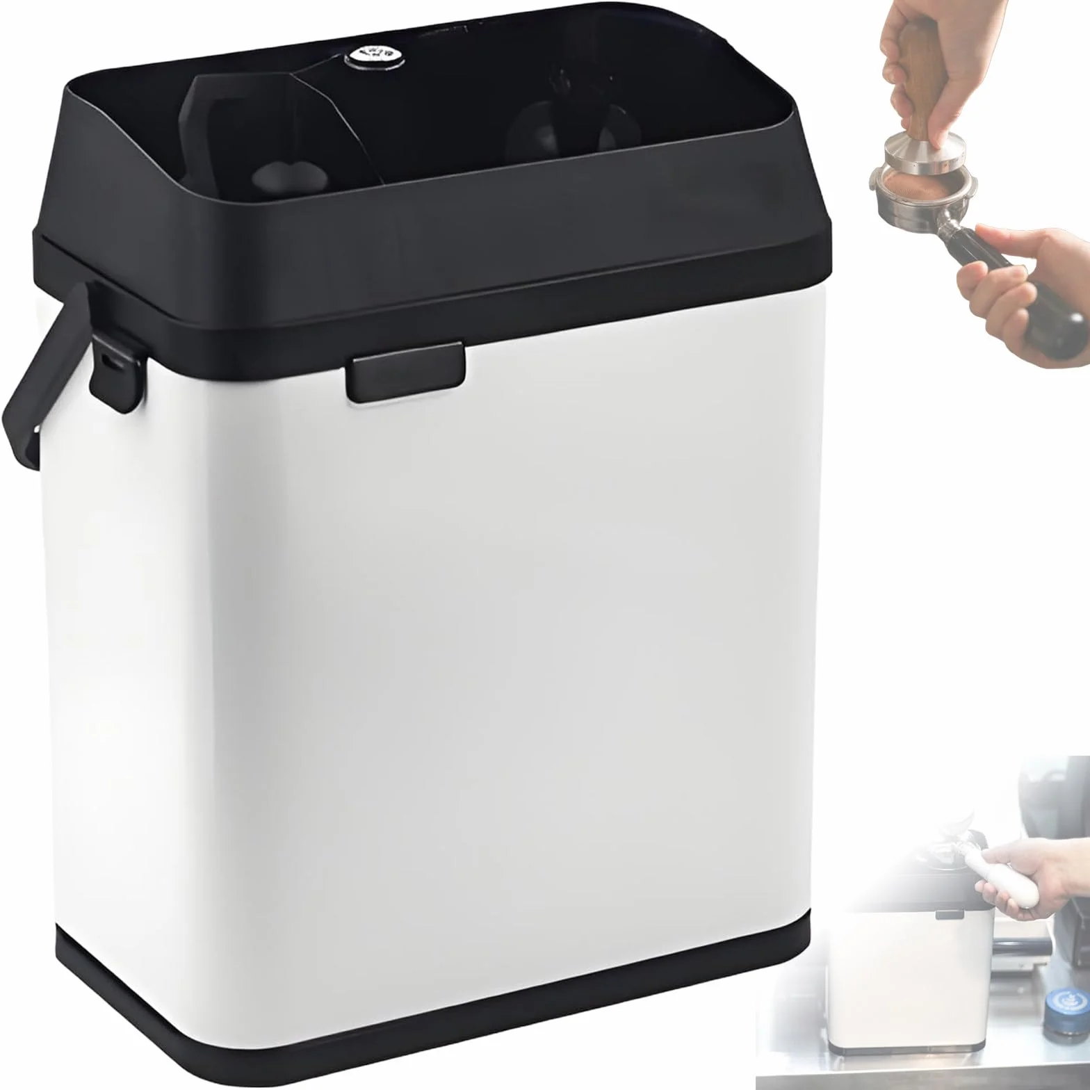 Limpiador De Portafiltros De Café, Máquina de Limpieza de Portafiltros de 150 W y 58 MM, Incluye 2 Raspadores & 1 Cepillar, Electric Coffee Fil TER Holder Cleaning Machine White