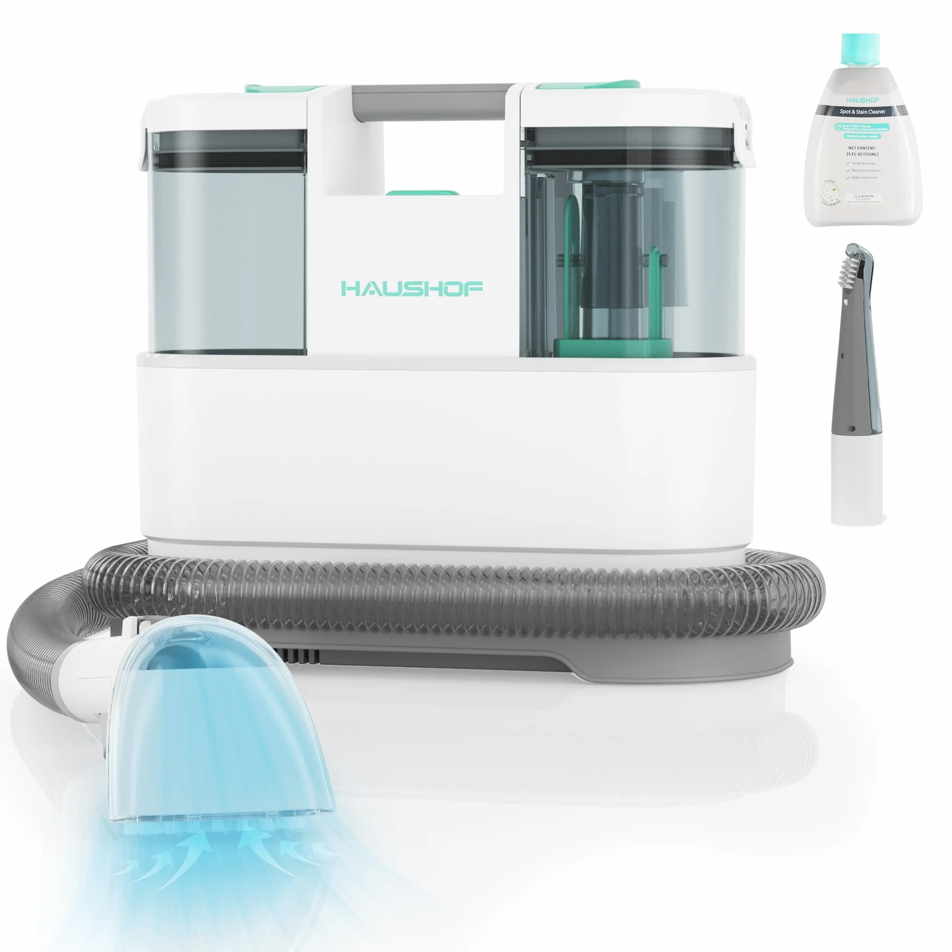 HAUSHOF StainZapper Pro Aspiradora de Agua Tapiceria, 450W Limpiador de Manchas, Limpia Tapicerias con Detergente y Cepillo, Limpiador de Tapicerias para Alfombras, Sofás
