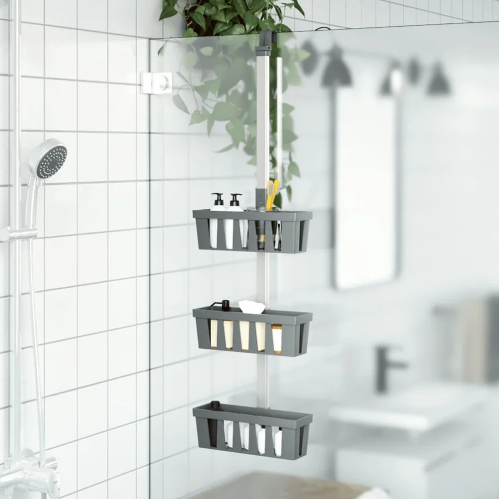 Estantería de ducha de aluminio para colgar, 30 x 15 x 67 a 105 cm, 3 niveles, para ducha, bañera, baño de invitados con jabonera, jabonera, bandeja de ducha, organizador