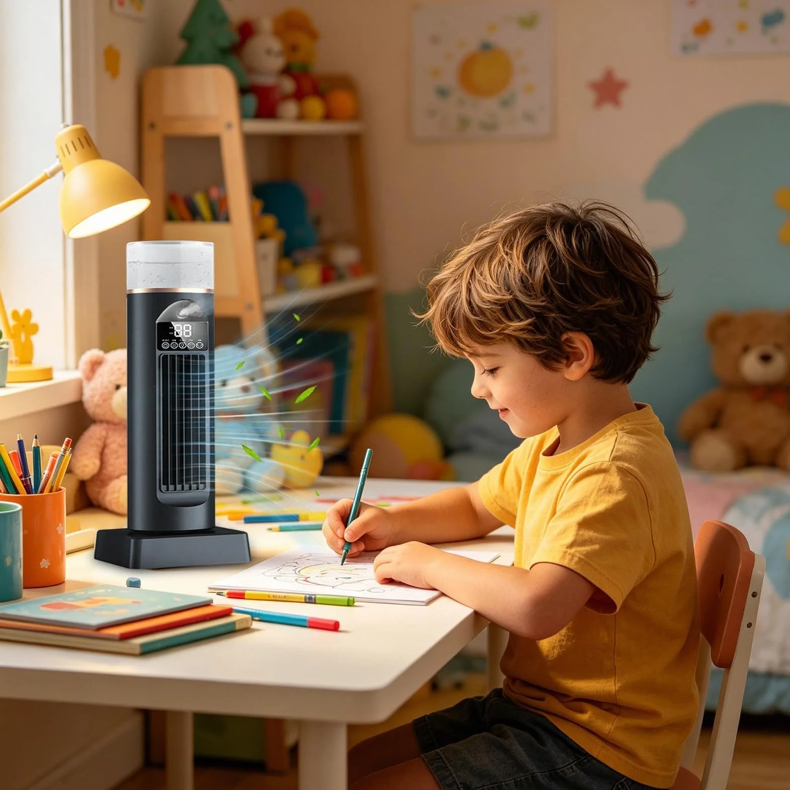 Ventilador Torre Para Dormitorio Soplador Silencioso Sin Aspas 6 | Ventilador Habitación Oscilante 110 Grados Para Hombres Mujeres Interior Escritorio Hogar Oficina