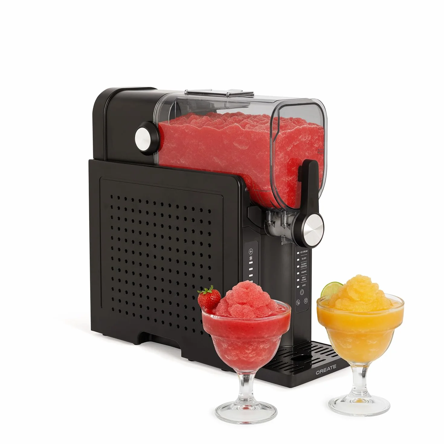 CREATE/SLUSH MAKER/Máquina de granizados y bebidas heladas/Capacidad de 2.6L. 6 programas pre-establecidos. control táctil. modo autolimpieza. bandeja antigoteo. fácil de transportar. 200W