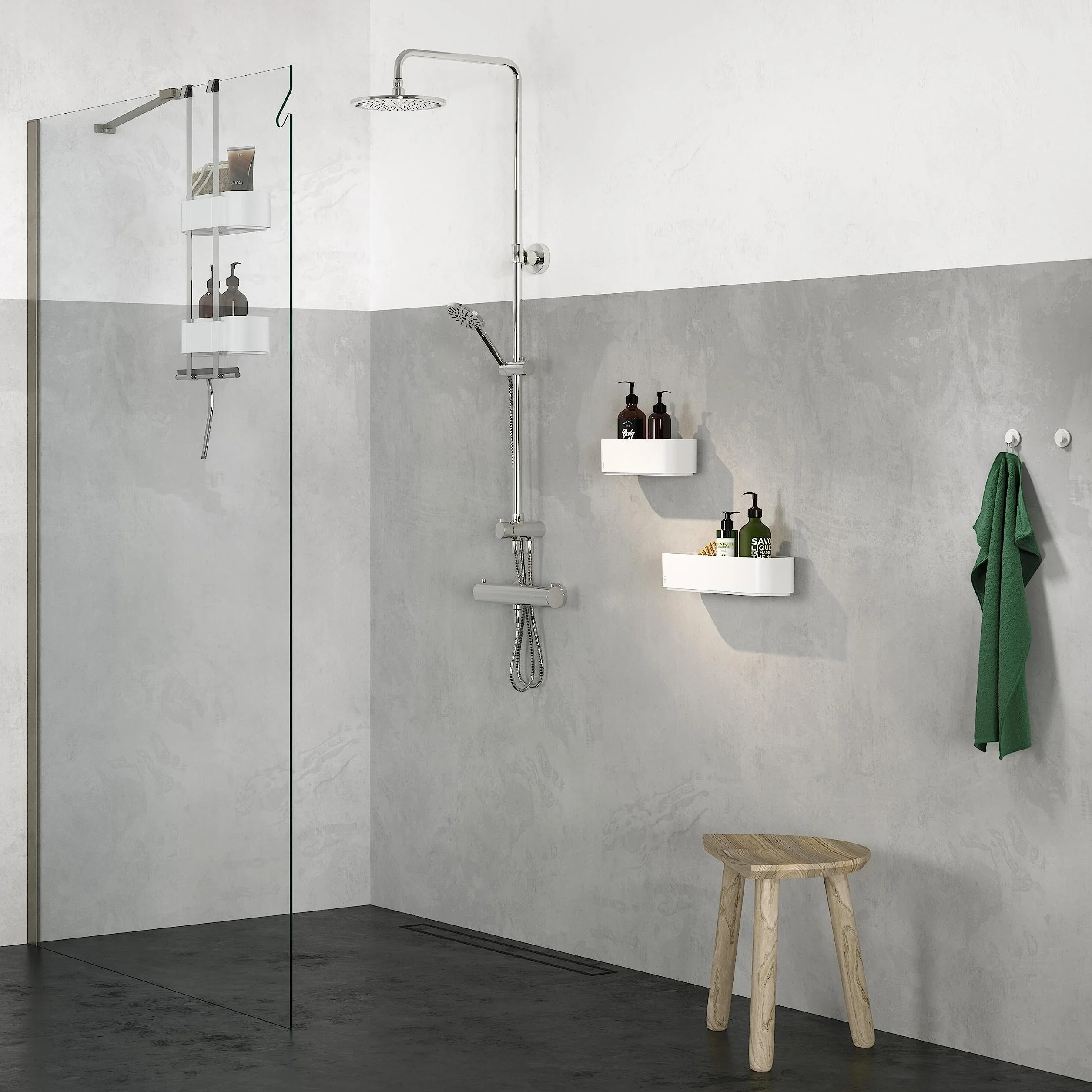 Tiger 2-Store Estante de Pared o Cesta de Ducha, 35 cm, Blanco