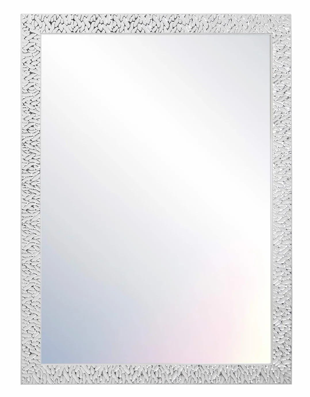 CHELY INTERMARKET MOD156 Espejo De Pared Cuerpo Entero Blanco Raya Plateado Estilo Decorativo 50x70cm Rectangular Marco Relieve Perfil Plano para Salón Dormitorio Oficina Fabricado En España