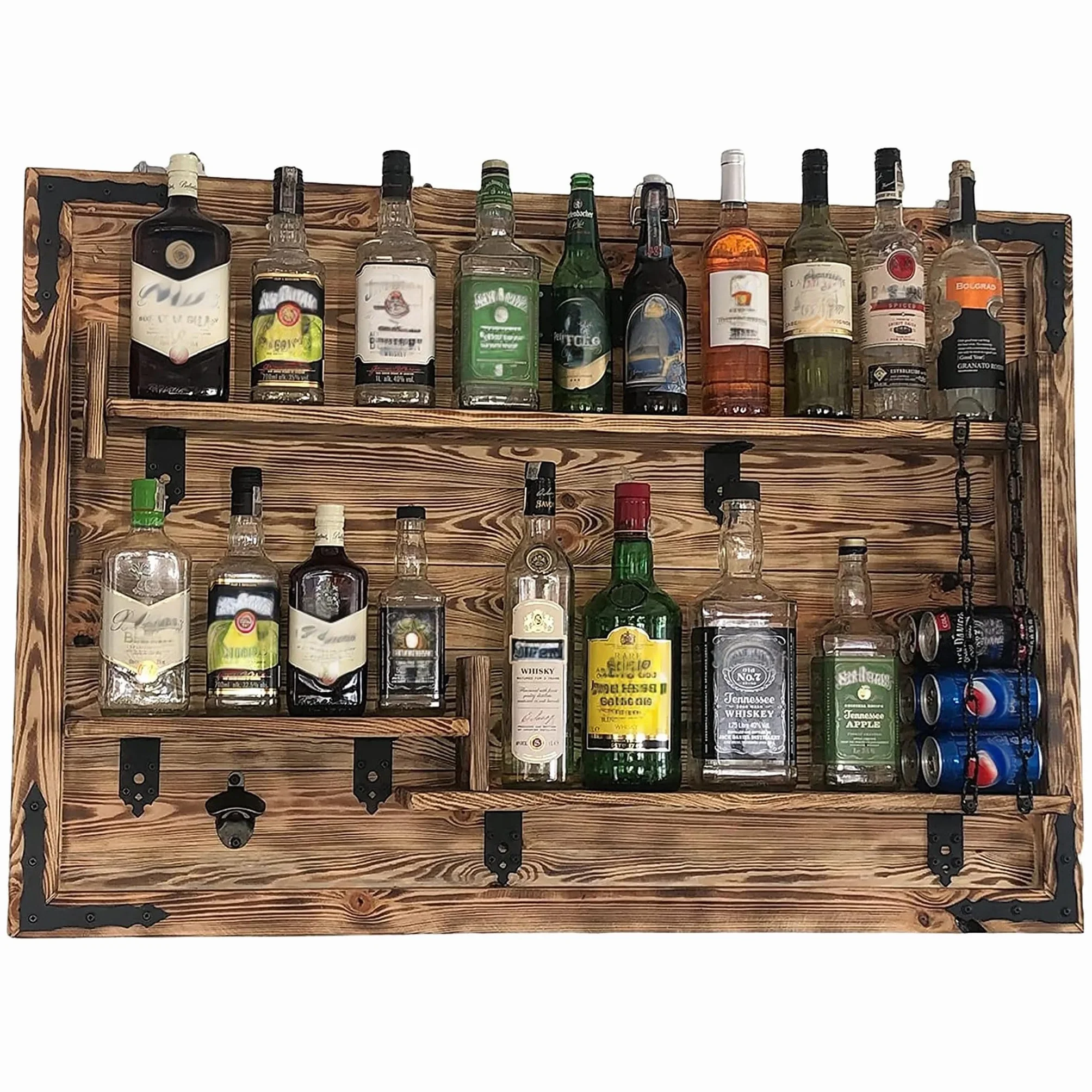 Weeco Estantería de Madera para Colgar en Casa, Hecha a Mano, Estilo Rústico, para Pared, Bar, Botellero, Regalo para Hombres, Cuadro 3D