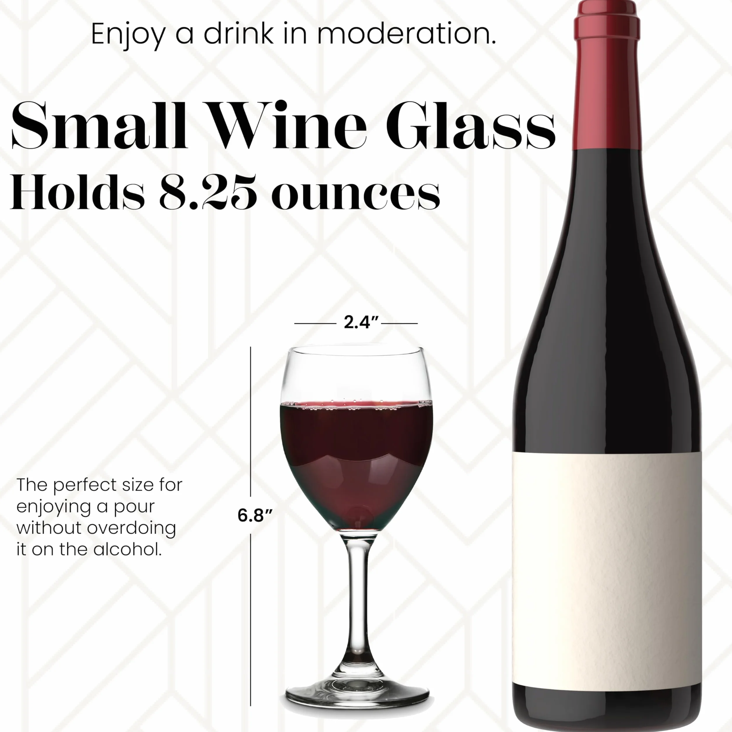 Vikko Copas de vino de cristal de 8.5 oz: copas de vino pequeñas, copa de vino para vino tinto y blanco con tallo, vasos transparentes para vino, copas de vino gruesas y duraderas, juego de 12 copas