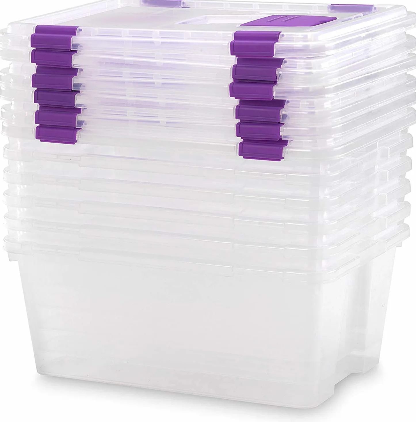 COM-FORT HOUSE | Caja de Almacenaje | Caja de Plástico Transparente | Cierre de Clip Robusto | Capacidad de 20 litros | Medidas 470 x 320 x 195 mm | Lote de 6 Unidades
