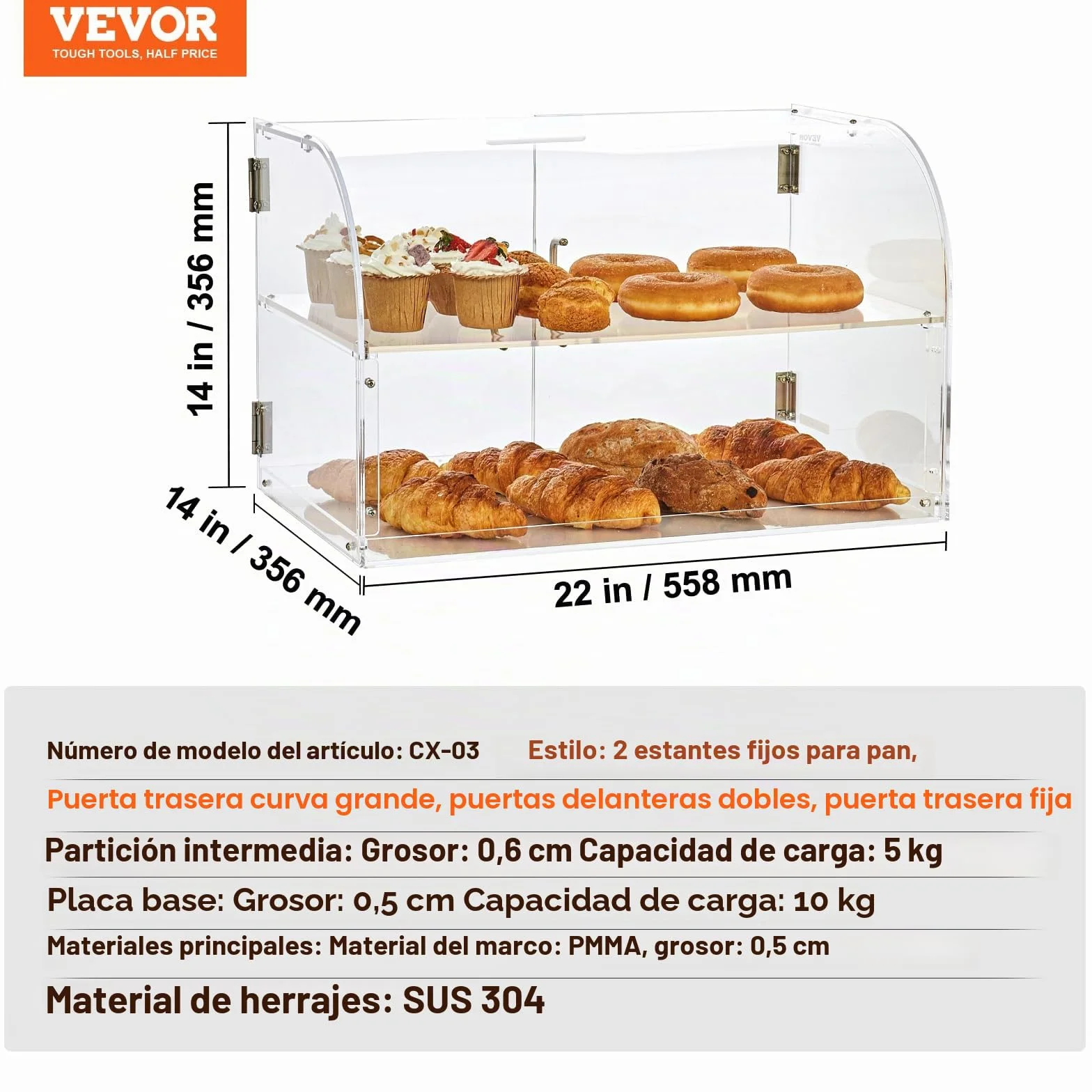 VEVOR Vitrina de Panadería