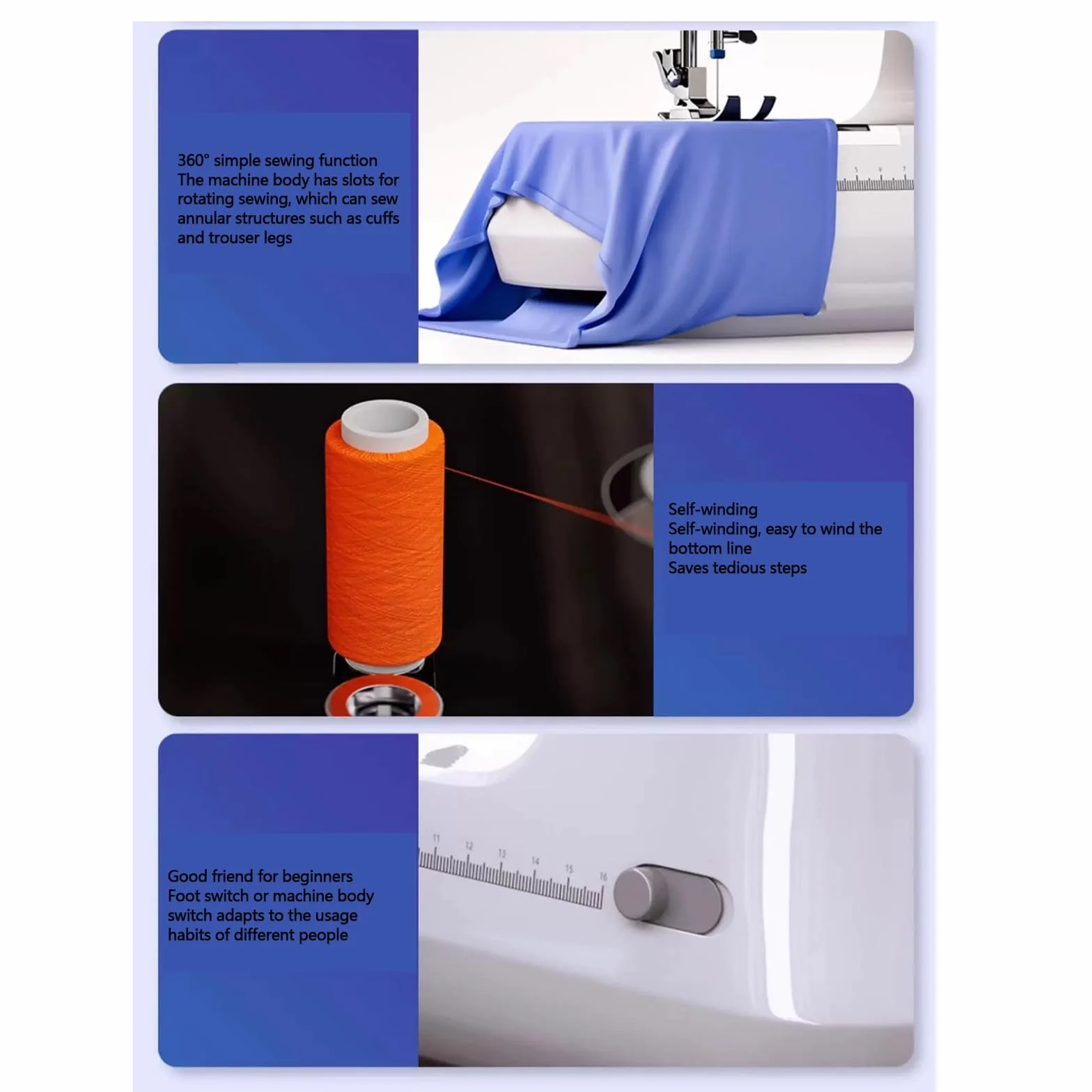 Máquina de Coser Industrial - portátil automático con Costura inversa, 12 Puntos empotrados, manijas de Tela Gruesa, Profesionales y Principiantes