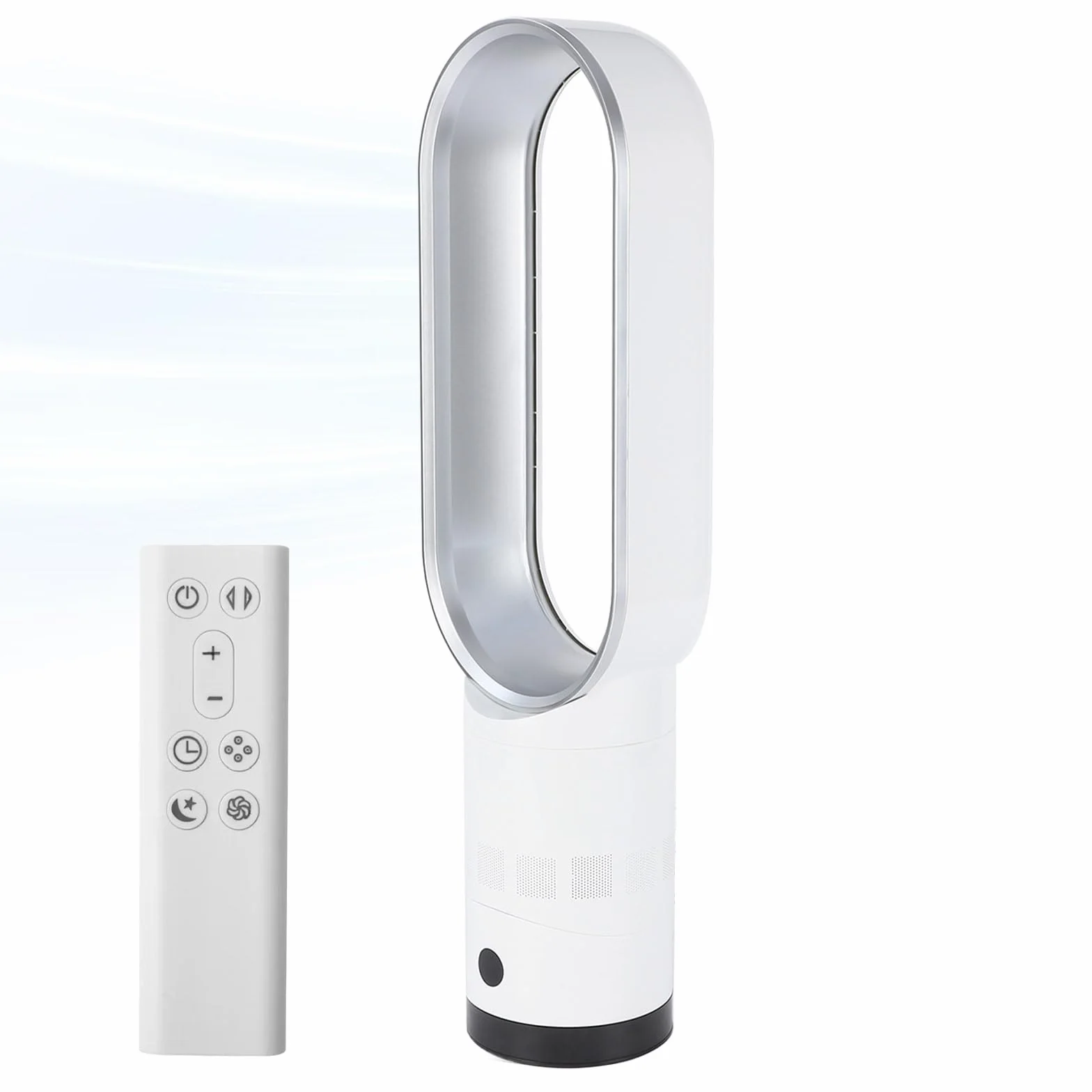 Ventilador sin rotor, con mando a distancia, pantalla LED, 10 velocidades, ventilador de torre muy silencioso, 6 modos, oscilación automática de 90°, ajustable hacia arriba y hacia abajo en 30°