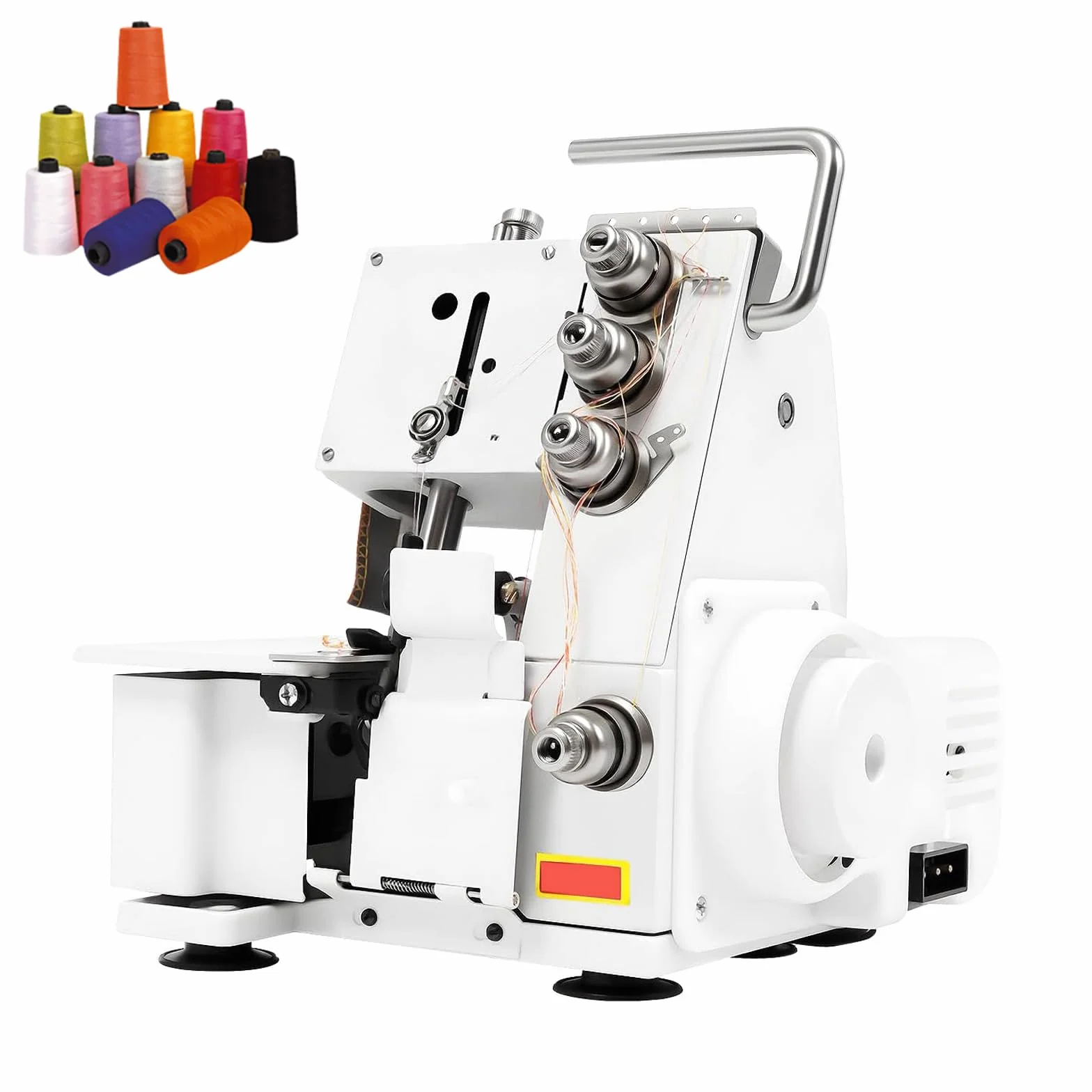 Máquina de coser Serger Overlock multifuncional con pedal/luz LED, máquina de coser de 4 hilos, 1200 puntadas por minuto, para varios tejidos white
