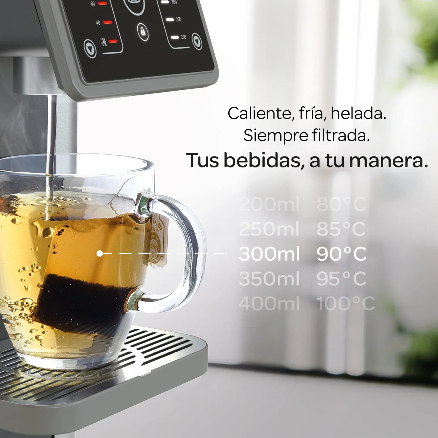 Dispensador instantáneo de agua caliente filtrada Aqua Optima Aurora, capacidad de 3,0 litros, 49 opciones de volumen y temperatura, incluye 1 filtro agua Evolve+ de 30 días, reduce los microplásticos