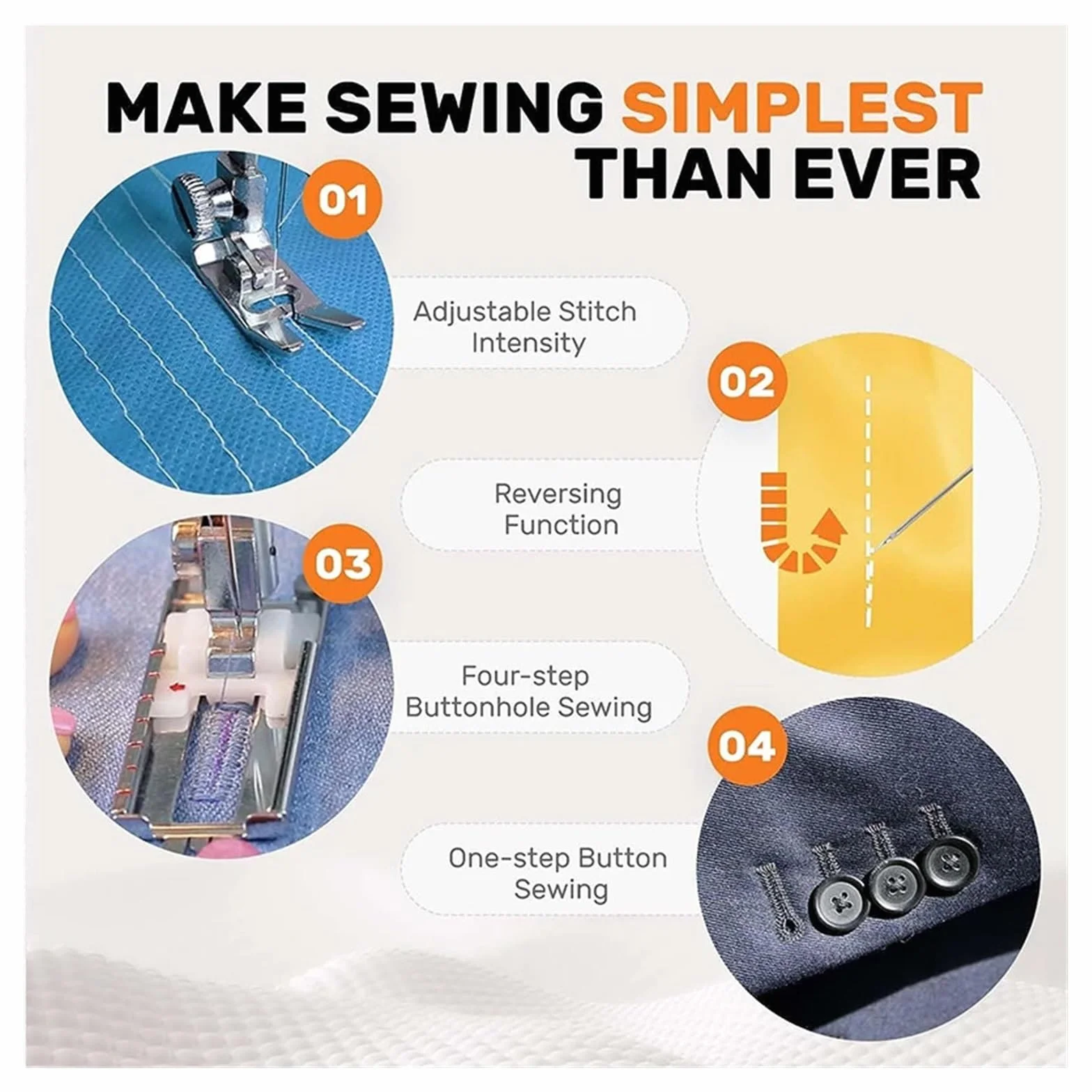 Mini Máquina De Coser Portátil Con Prensatelas Reemplazable, 38 Puntadas, Botón Inicio For Overlock, Eléctrica, Pedal Mesa