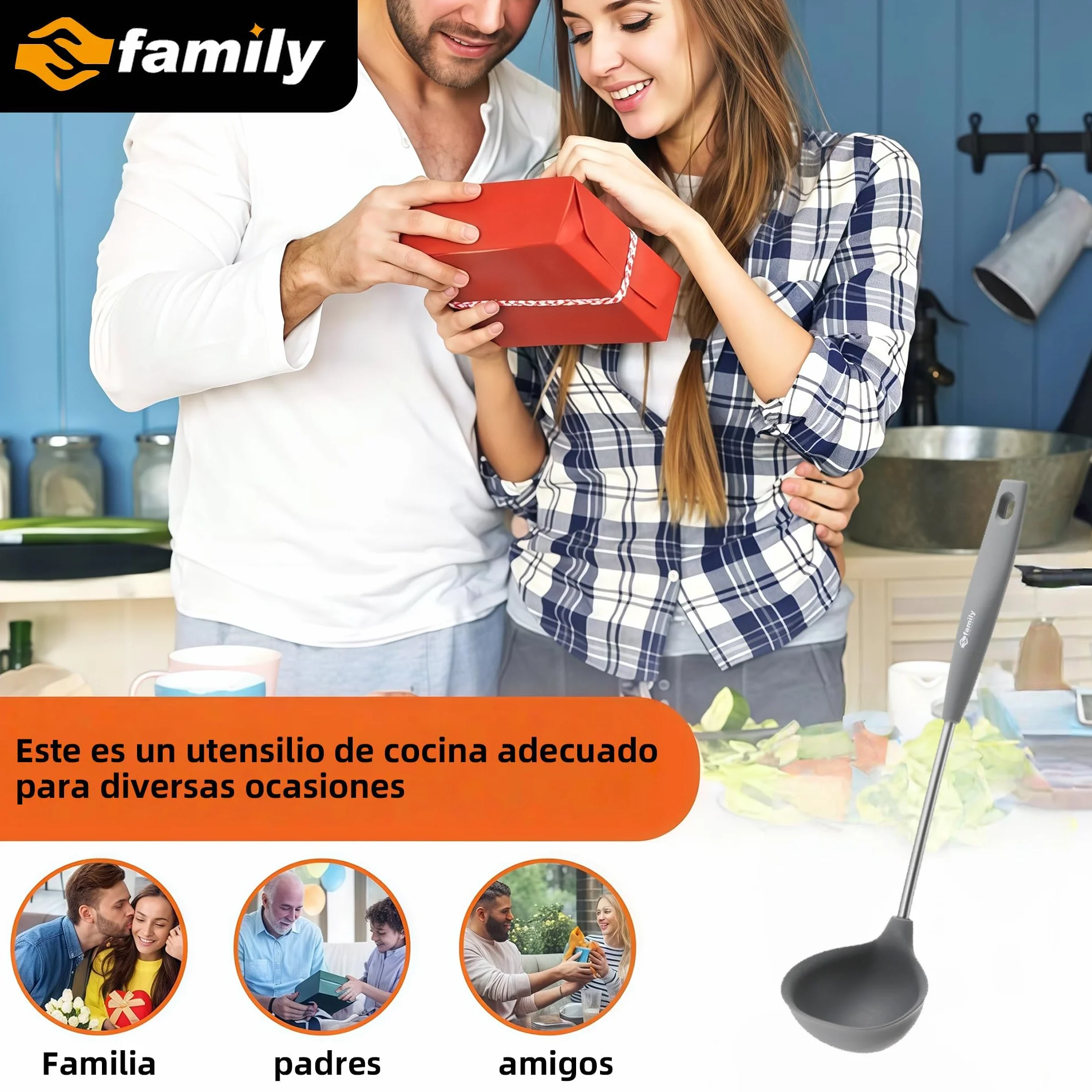 Espumadera de Silicona para Cocina 37.5x11cm, Mango Ergonómico de Acero Inoxidable, Resistente al Calor y Antiadherente