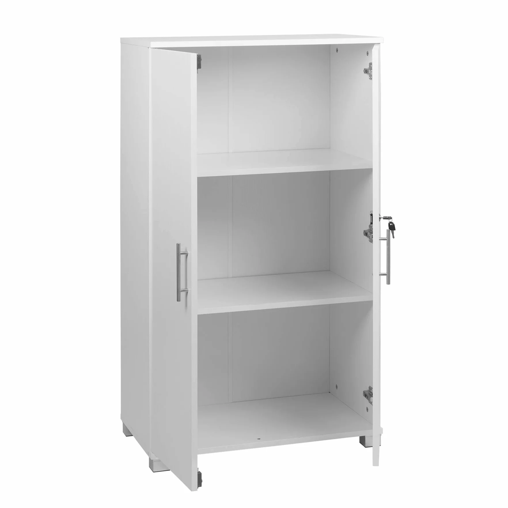 MMT - Armario de Almacenamiento de Oficina, Madera Blanca, 120 cm de Alto, con Cerradura, para Oficina, Garaje, Utilidad.