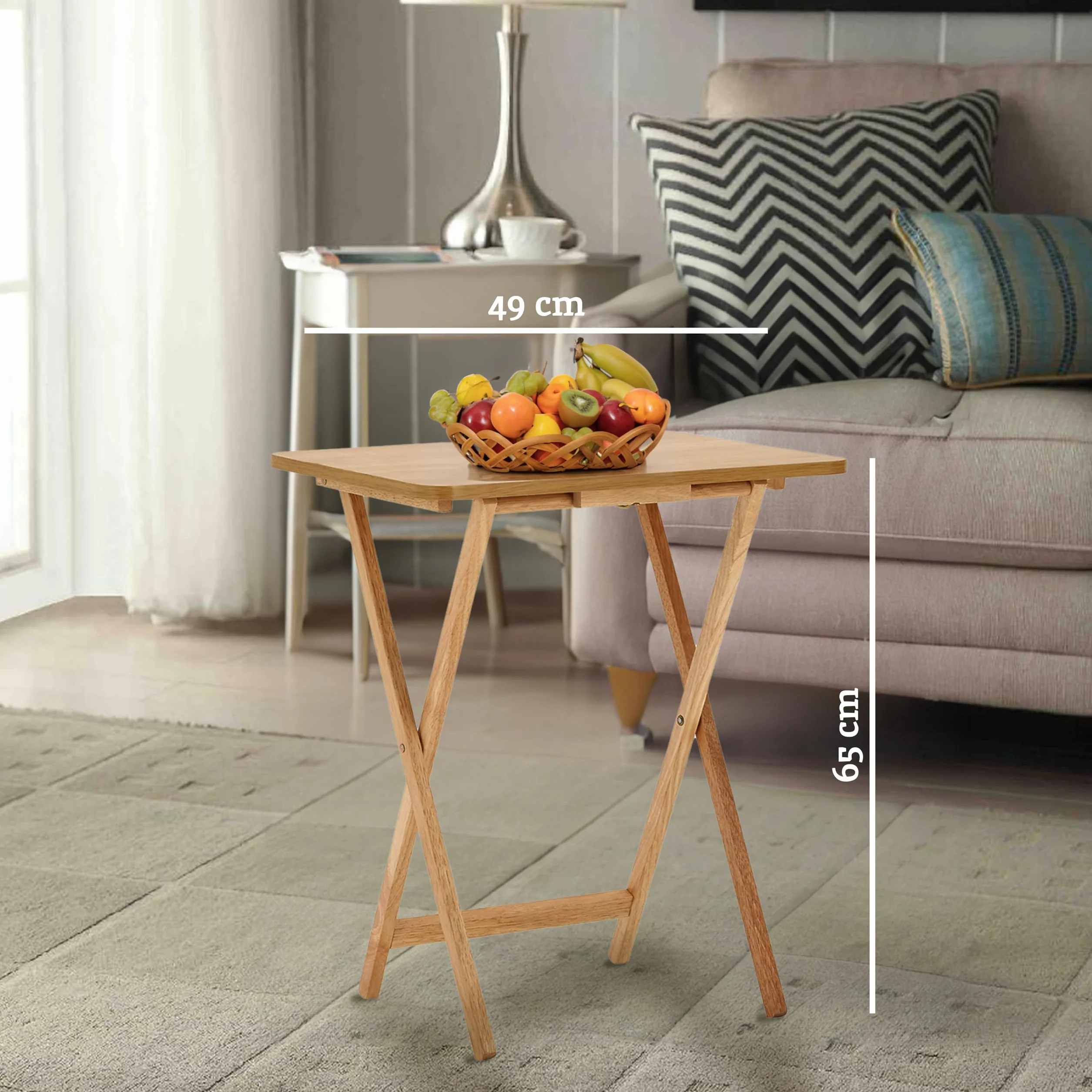 Premier Housewares - Mesa Auxiliar Plegable de Madera, 49 x 39 x 65 cm, Color marrón Claro