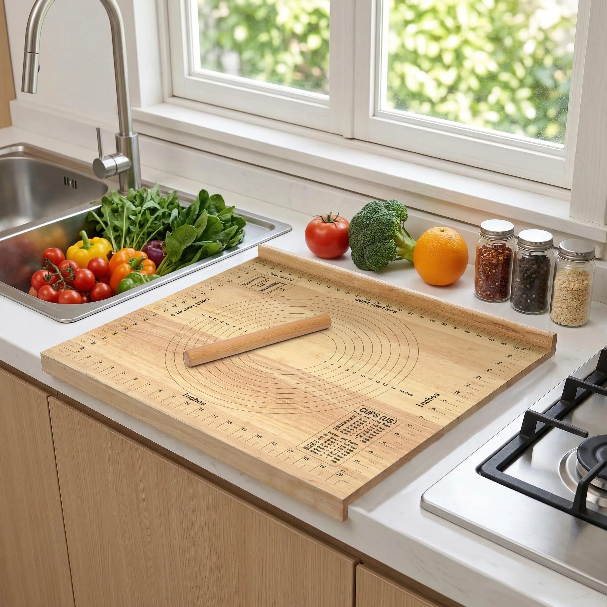 Tabla para hornear de madera, 50 × 60 cm, para pan, utensilios de cocina