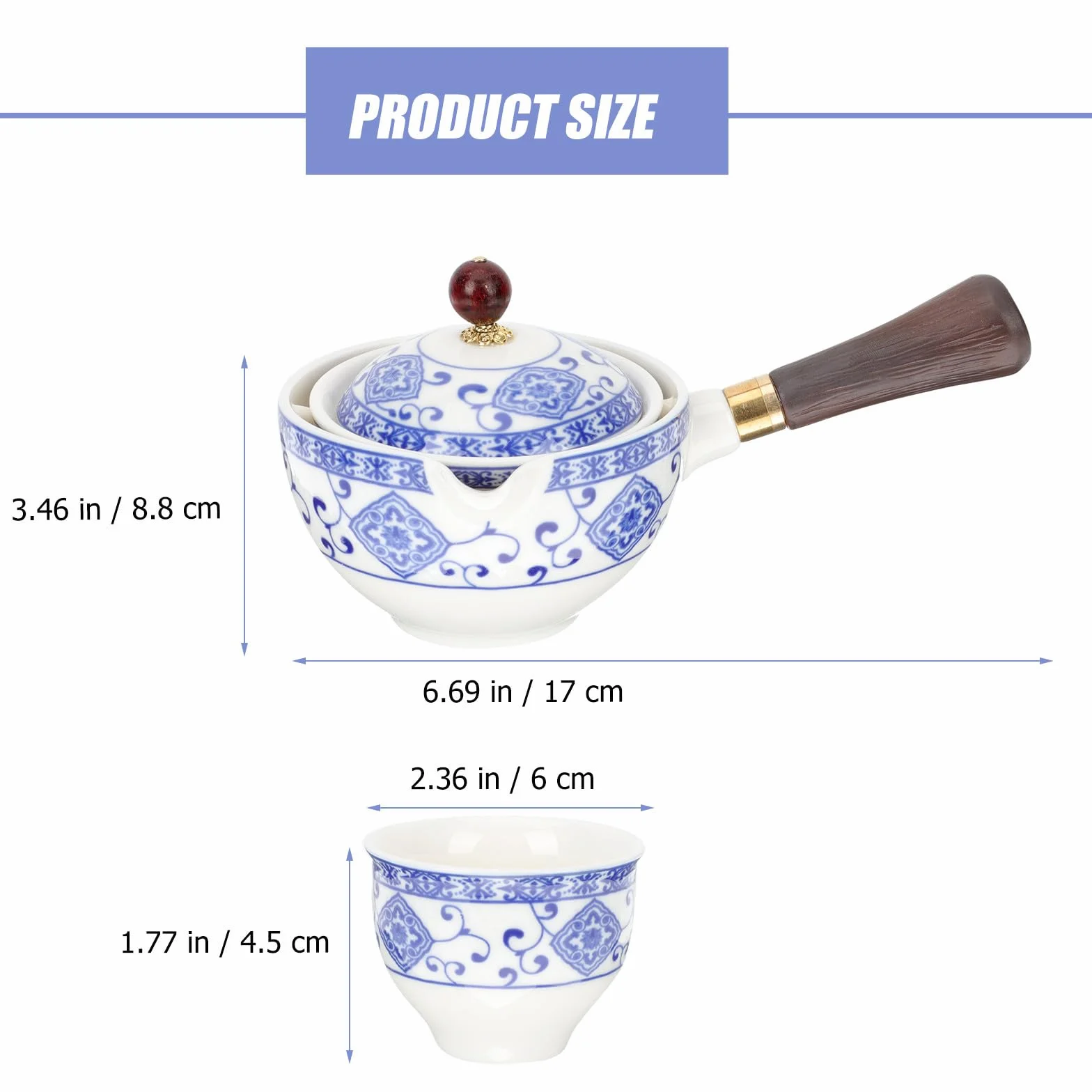 Juego de Té Chino de Cerámica Estilo Chino Tetera y 4 Tazas Fácil de Limpiar y Verter Adecuado para Aficionados al Té en Casa