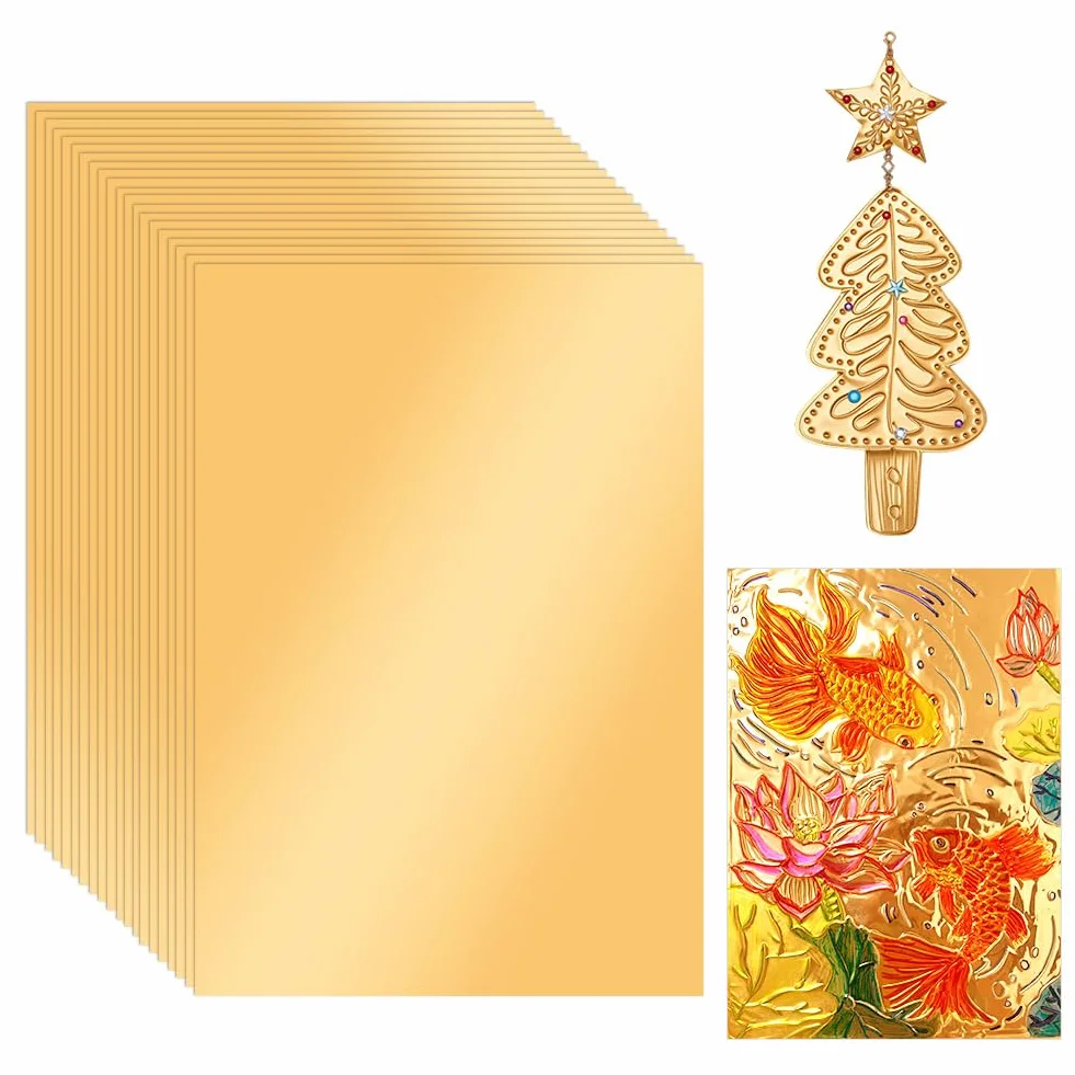 OLYCRAFT 30 Hojas de Aluminio para Manualidades 30x20 cm 0,1 mm Lámina de Metal para Pintar y Grabar