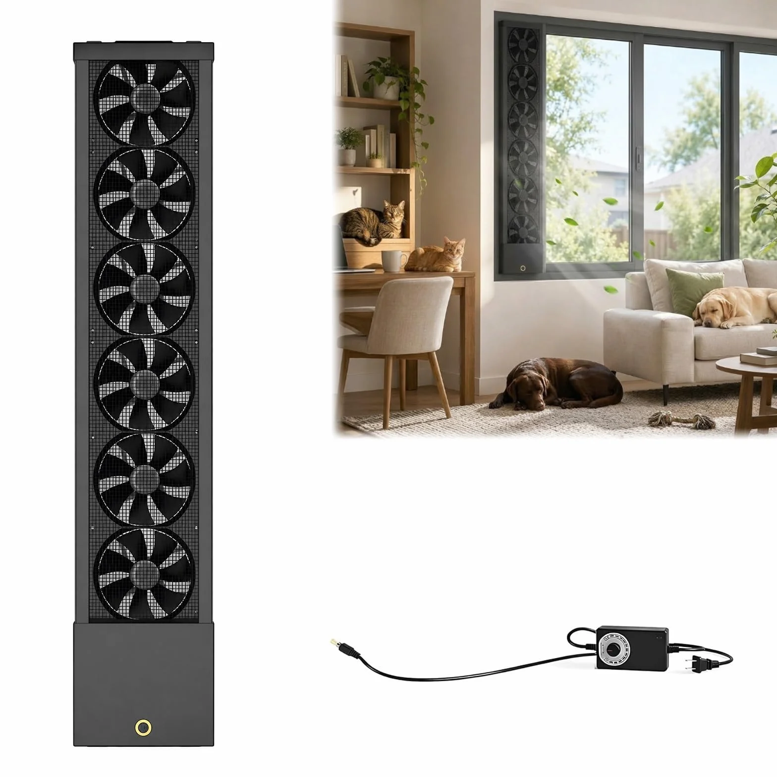 Genérico Extractor de ventana sin taladro para ventanas correderas, ventilador vertical con velocidad regulable para aire caliente, humo, olores y humedad(19.7-21.7in(50-55cm))